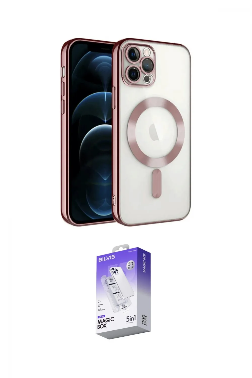 ieg™ iPhone 14 Pro Max Kılıf Nova Işık Özel Seri - Siyah Bilvis 5in1 3D Magic Cam Ekran Koruyucu