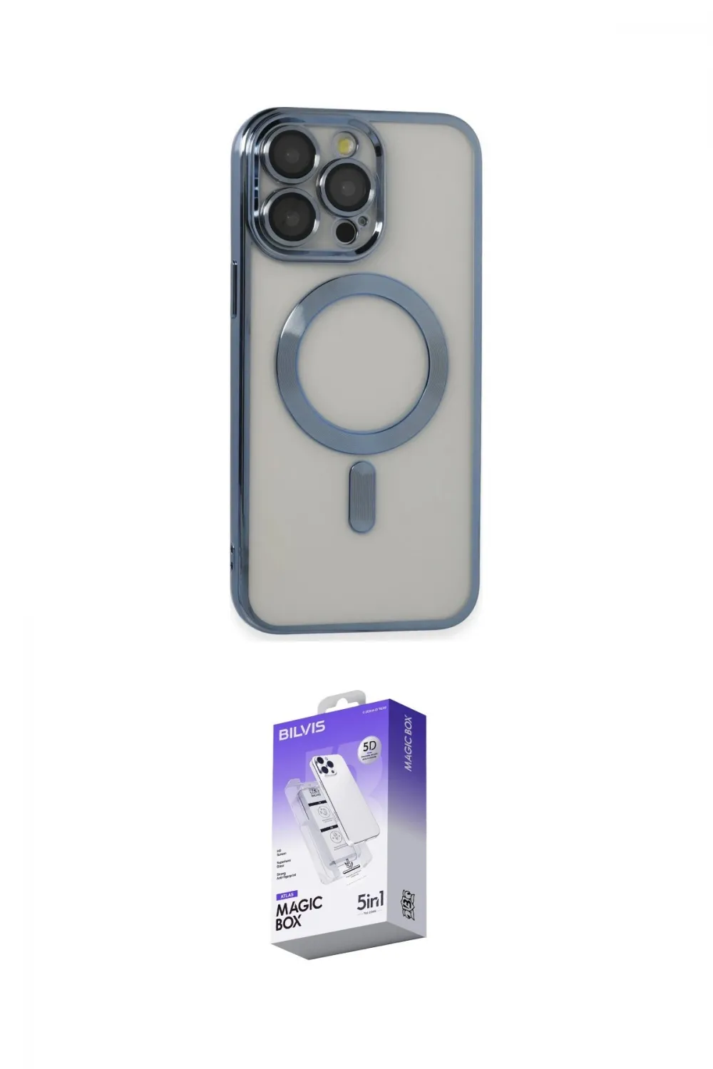 ieg™ iPhone 14 Pro Max Kılıf Nova Işık Özel Seri - Siyah Bilvis 5in1 3D Magic Cam Ekran Koruyucu