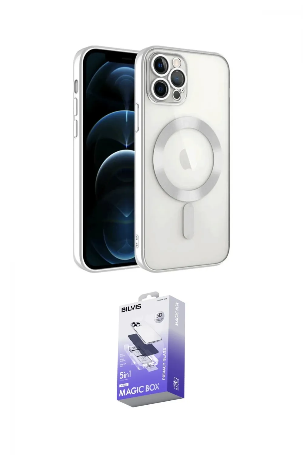 ieg™ iPhone 14 Pro Max Kılıf Nova Işık Özel Seri - Siyah Bilvis 5in1 5D Magic Hayalet Cam Ekran Koruyucu