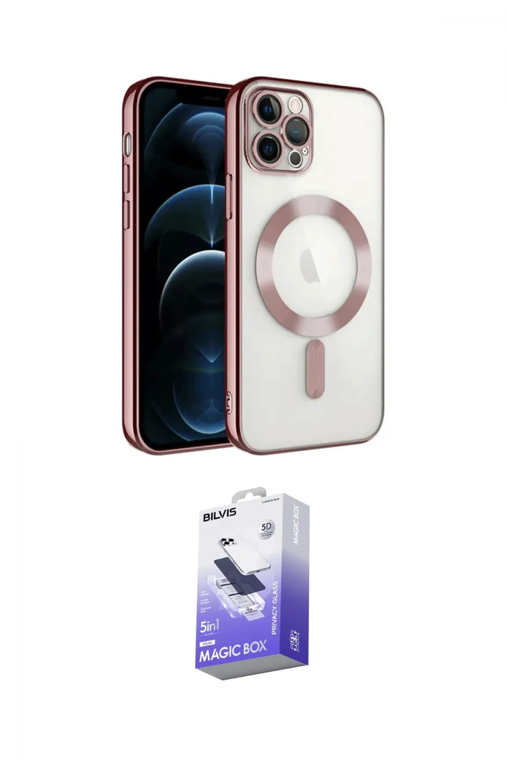 ieg™ iPhone 14 Pro Max Kılıf Nova Işık Özel Seri - Siyah Bilvis 5in1 5D Magic Hayalet Cam Ekran Koruyucu