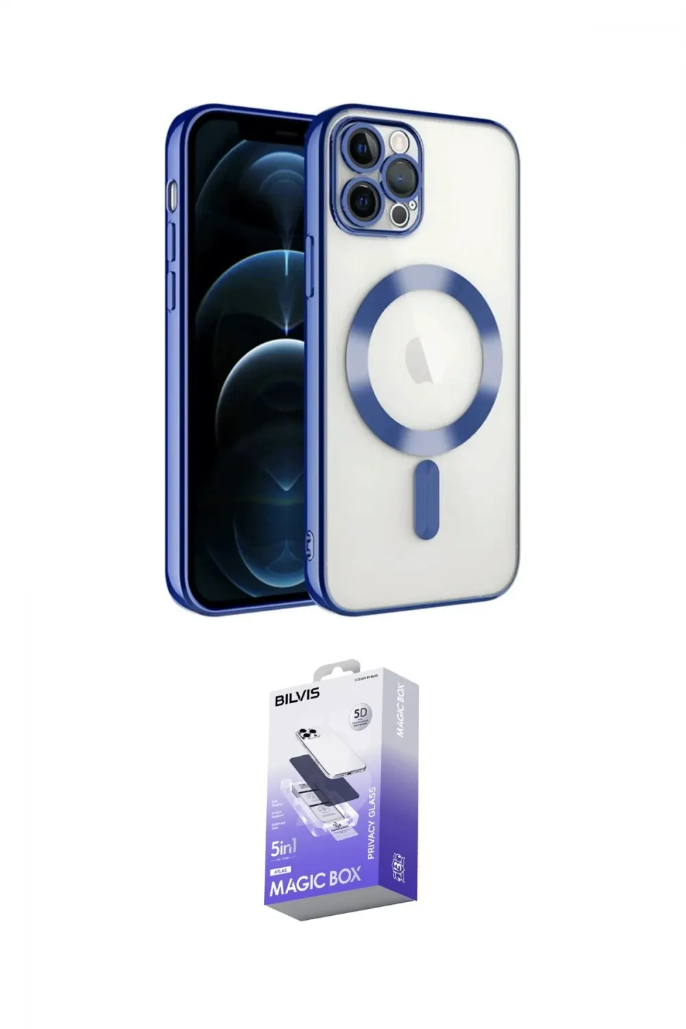 ieg™ iPhone 14 Pro Max Kılıf Nova Işık Özel Seri - Siyah Bilvis 5in1 5D Magic Hayalet Cam Ekran Koruyucu