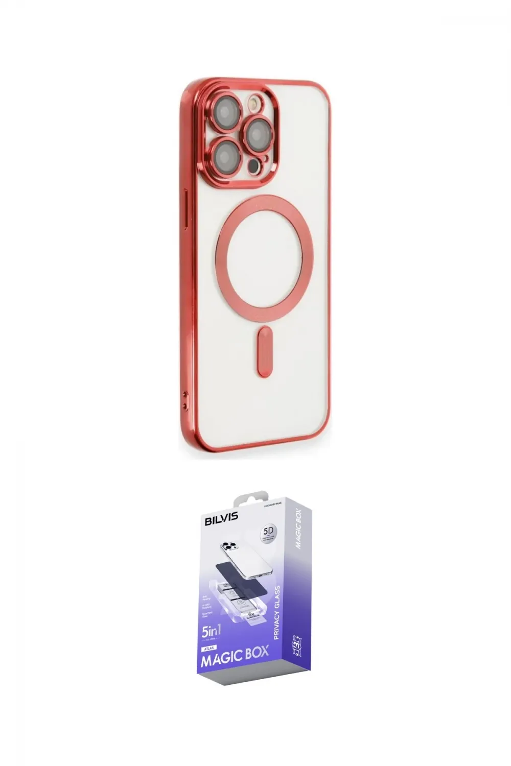 ieg™ iPhone 14 Pro Max Kılıf Nova Işık Özel Seri - Siyah Bilvis 5in1 5D Magic Hayalet Cam Ekran Koruyucu