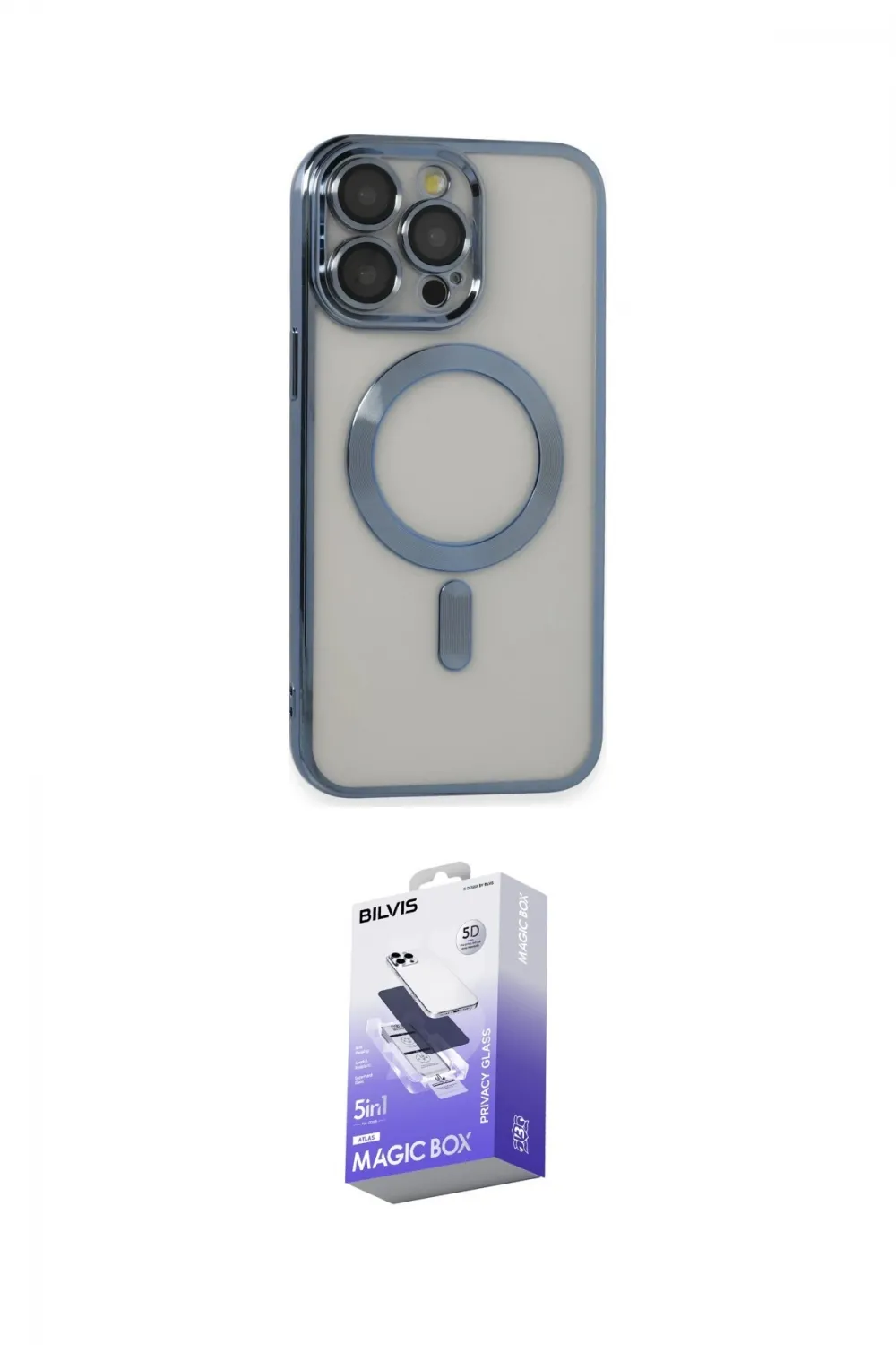 ieg™ iPhone 14 Pro Max Kılıf Nova Işık Özel Seri - Siyah Bilvis 5in1 5D Magic Hayalet Cam Ekran Koruyucu