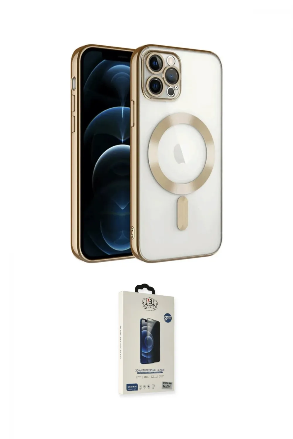 ieg™ iPhone 14 Pro Max Kılıf Nova Işık Özel Seri - Siyah Bilvis Hayalet Cam Ekran Koruyucu