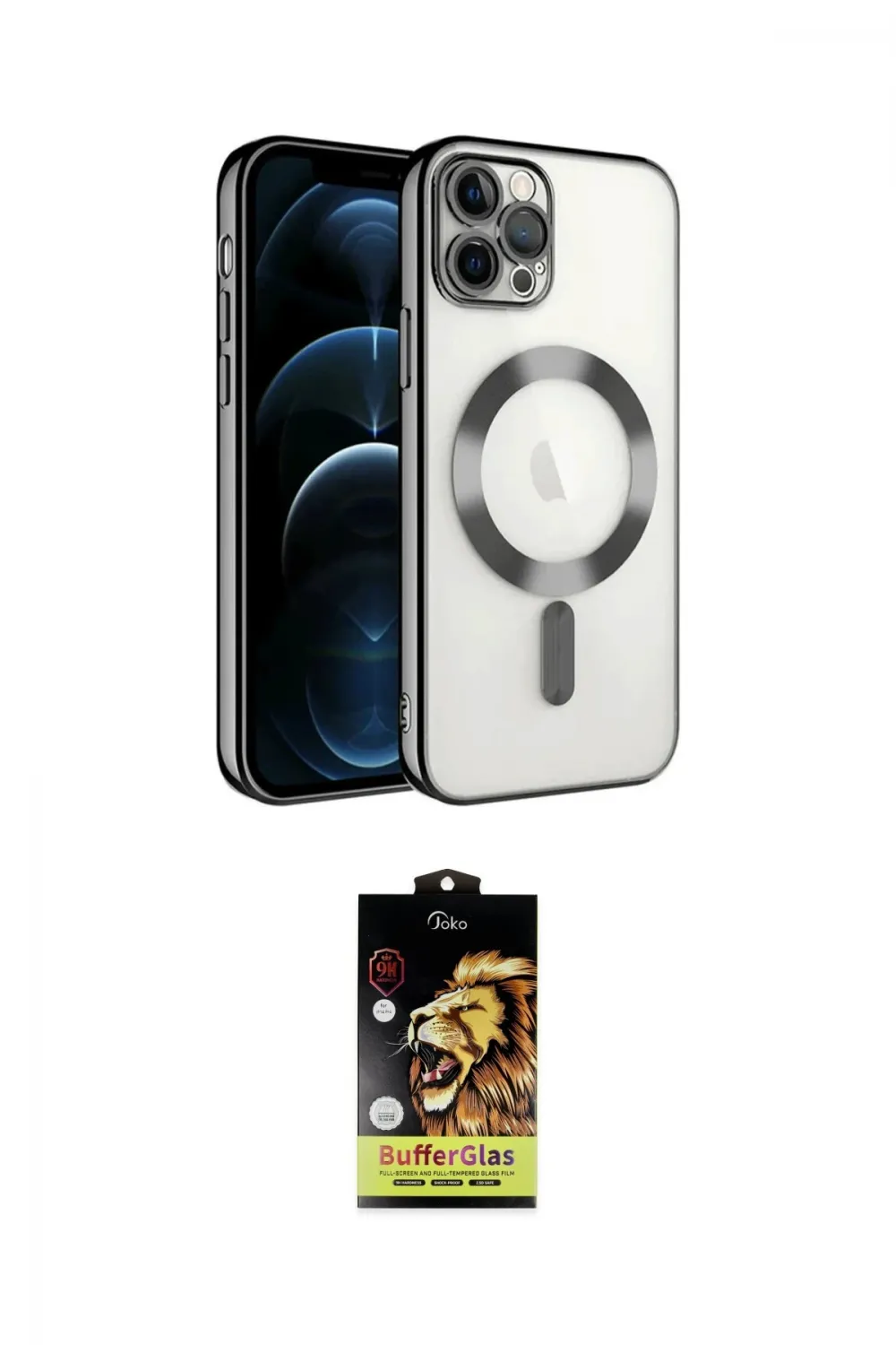 ieg™ iPhone 14 Pro Max Kılıf Nova Işık Özel Seri - Siyah Buffer Cam Ekran Koruyucu