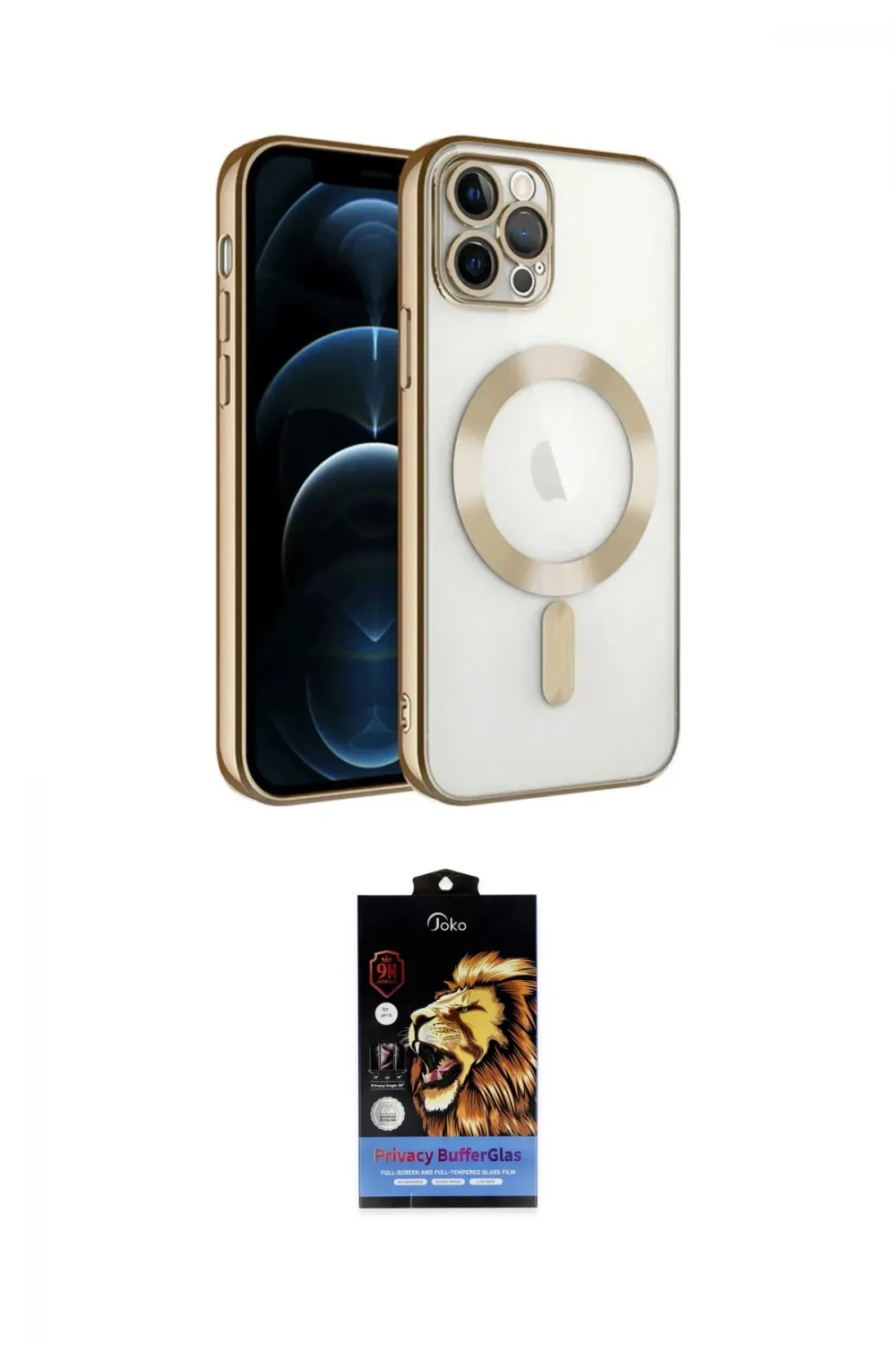 ieg™ iPhone 14 Pro Max Kılıf Nova Işık Özel Seri - Siyah Buffer Hayalet Cam Ekran Koruyucu