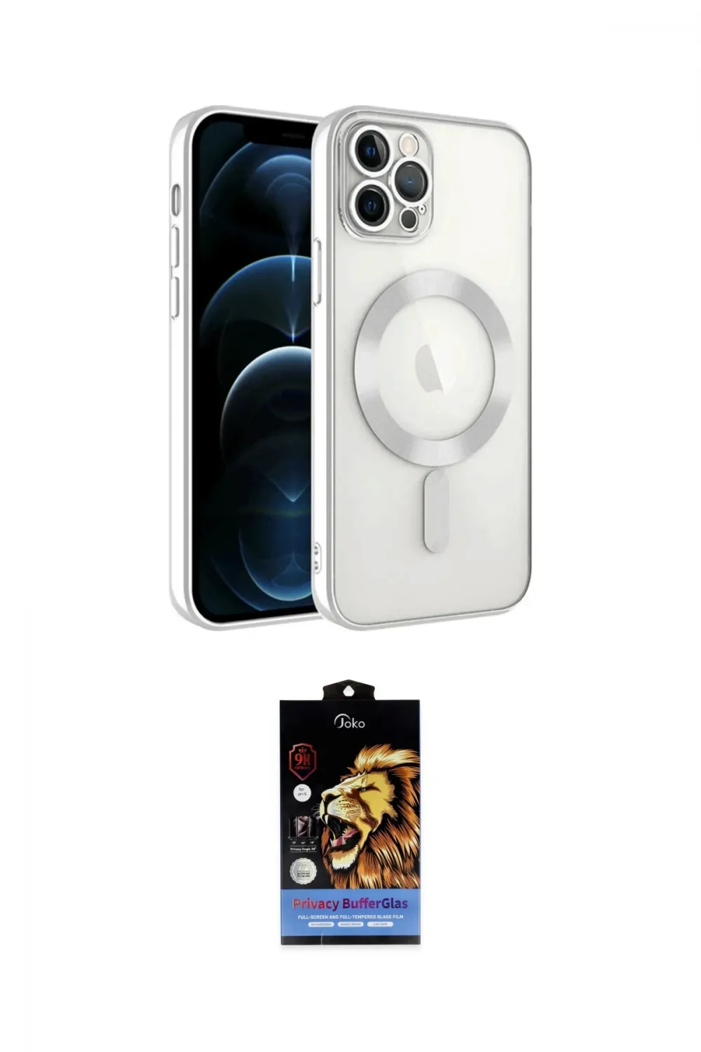 ieg™ iPhone 14 Pro Max Kılıf Nova Işık Özel Seri - Siyah Buffer Hayalet Cam Ekran Koruyucu