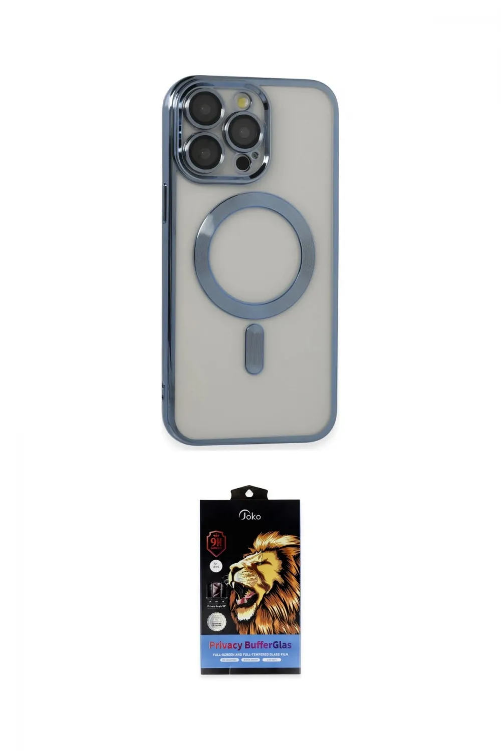 ieg™ iPhone 14 Pro Max Kılıf Nova Işık Özel Seri - Siyah Buffer Hayalet Cam Ekran Koruyucu