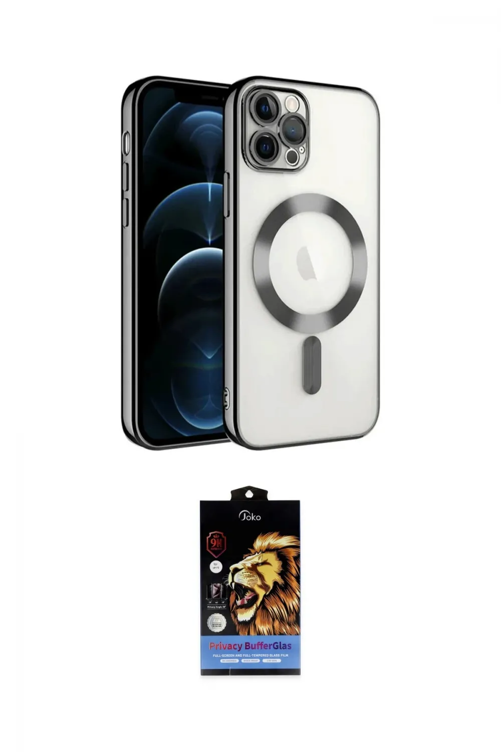 ieg™ iPhone 14 Pro Max Kılıf Nova Işık Özel Seri - Siyah Buffer Hayalet Cam Ekran Koruyucu