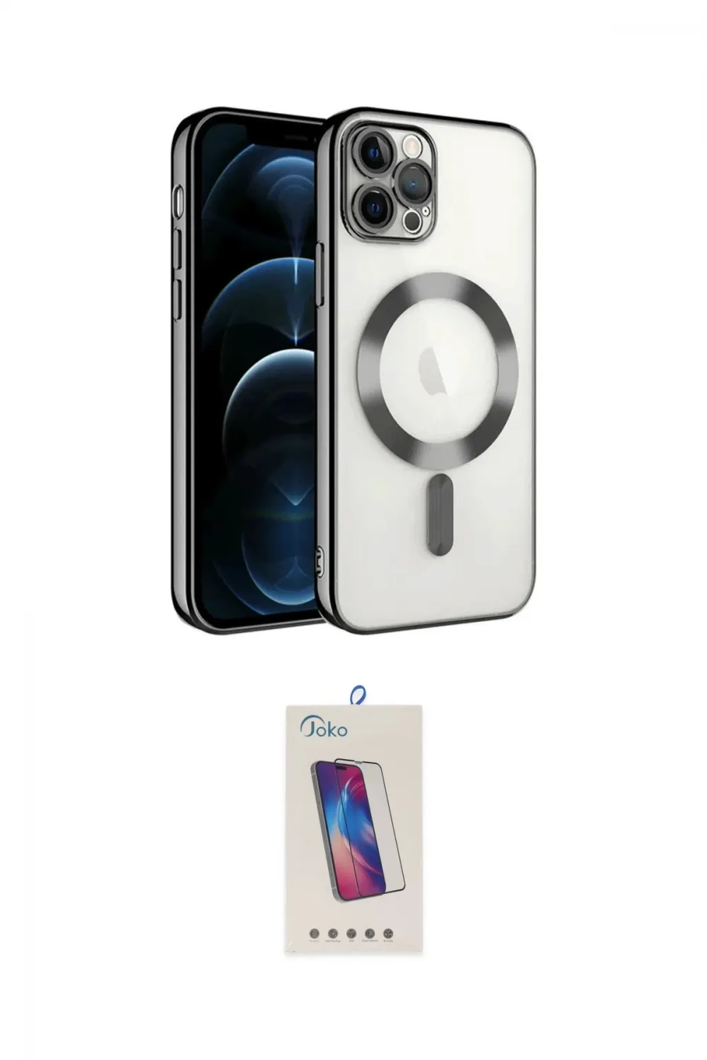 ieg™ iPhone 14 Pro Max Kılıf Nova Işık Özel Seri - Siyah Joko 5D Cam