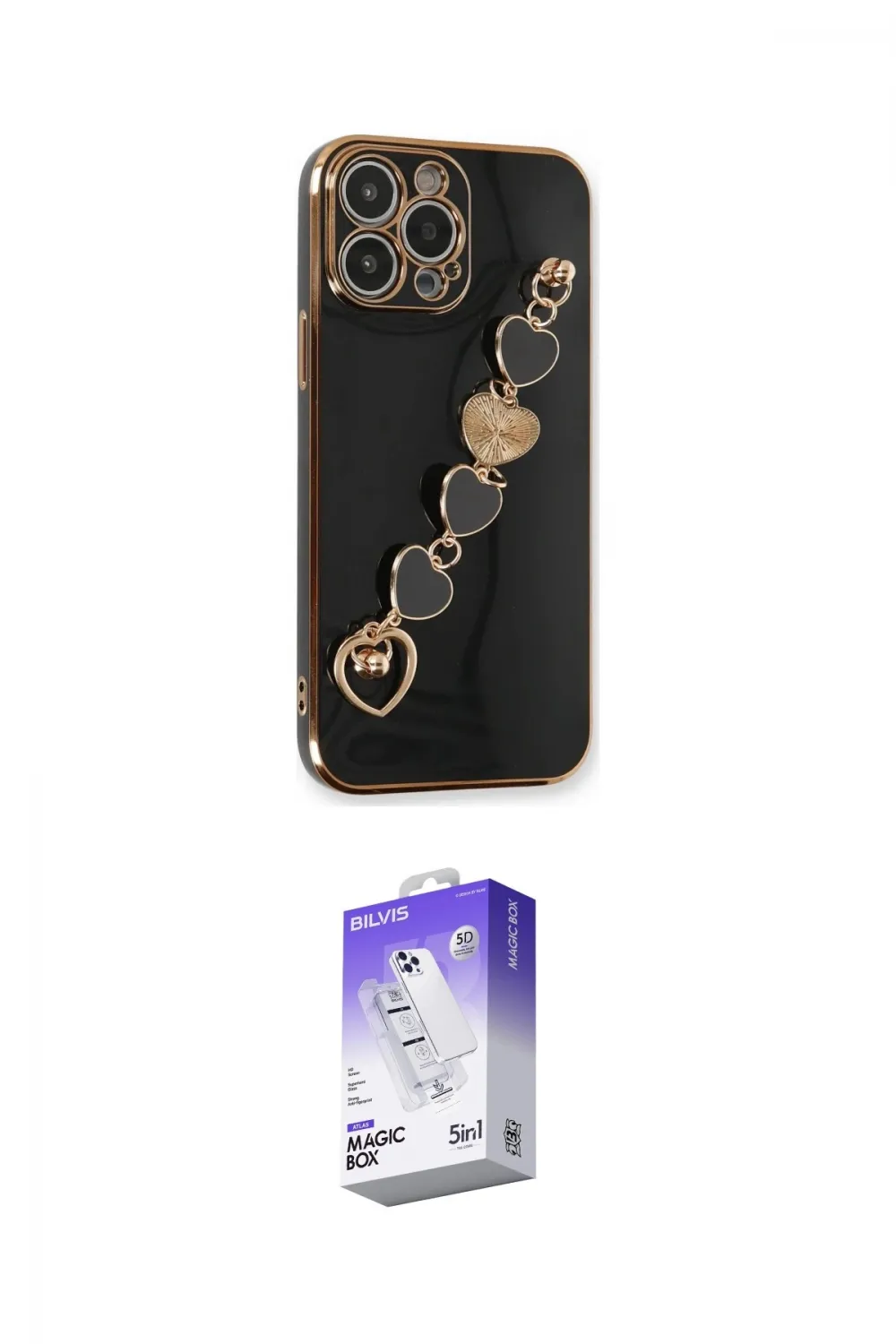 ieg™ iPhone 14 Pro Max Kılıf Nova Işık Prime - Siyah Bilvis 5in1 3D Magic Cam Ekran Koruyucu