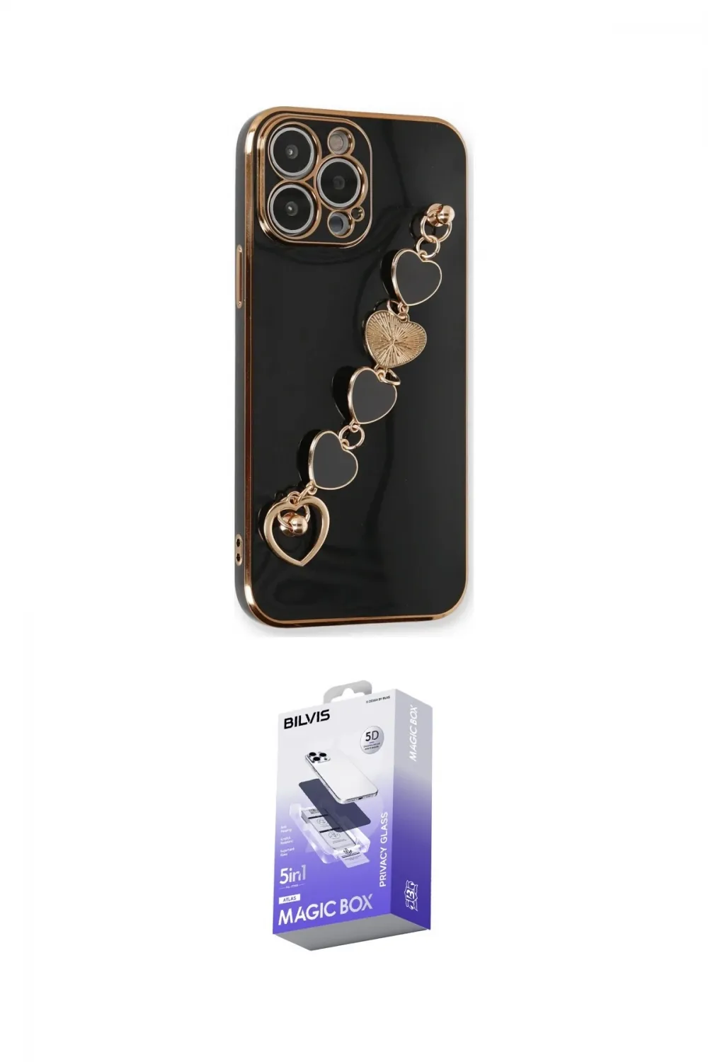 ieg™ iPhone 14 Pro Max Kılıf Nova Işık Prime - Siyah Bilvis 5in1 5D Magic Hayalet Cam Ekran Koruyucu