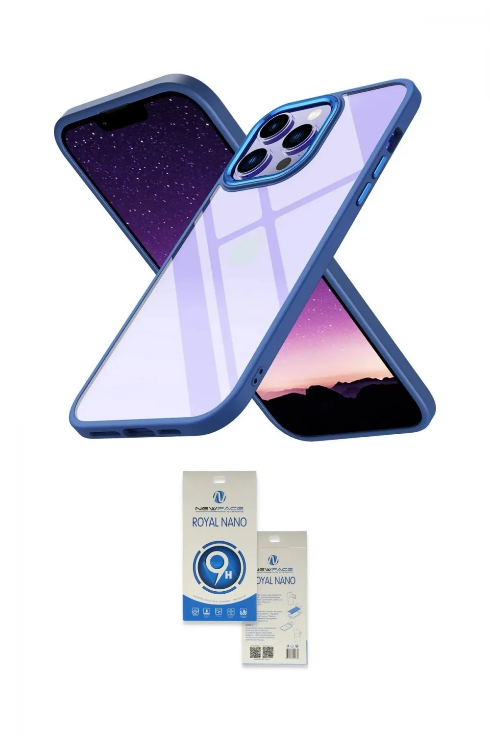 ieg™ iPhone 14 Pro Max Kılıf Nova Işık Serisi - Şeffaf Royal Nano Ekran Koruyucu