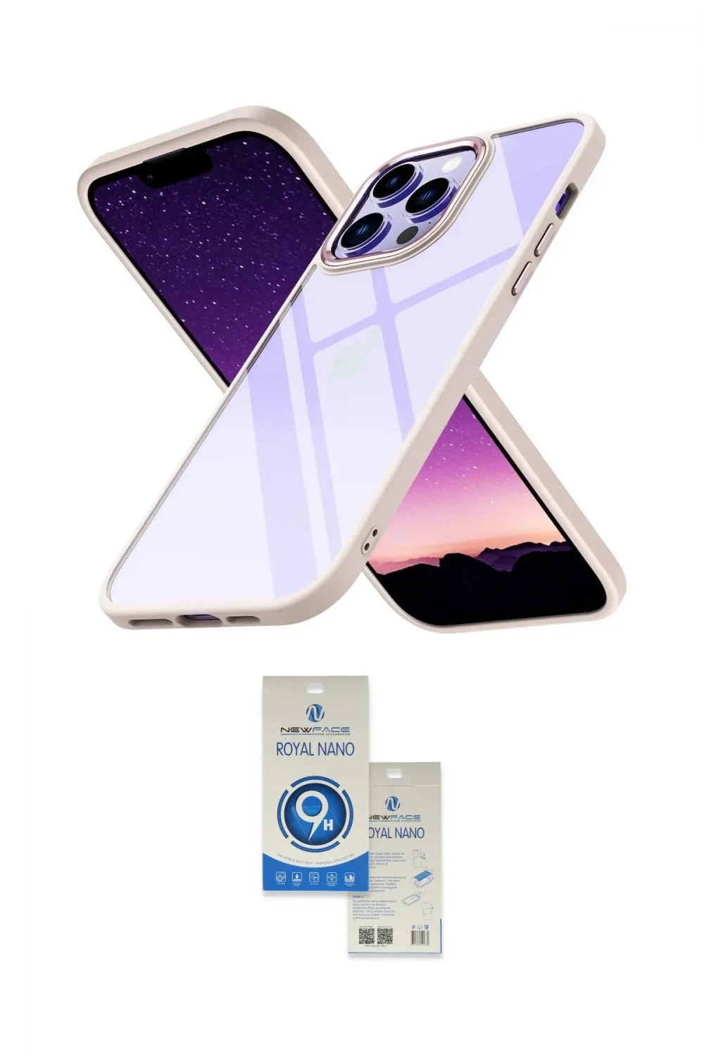 ieg™ iPhone 14 Pro Max Kılıf Nova Işık Serisi - Şeffaf Royal Nano Ekran Koruyucu