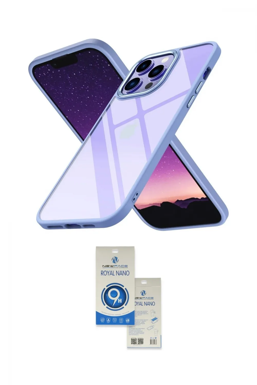 ieg™ iPhone 14 Pro Max Kılıf Nova Işık Serisi - Şeffaf Royal Nano Ekran Koruyucu
