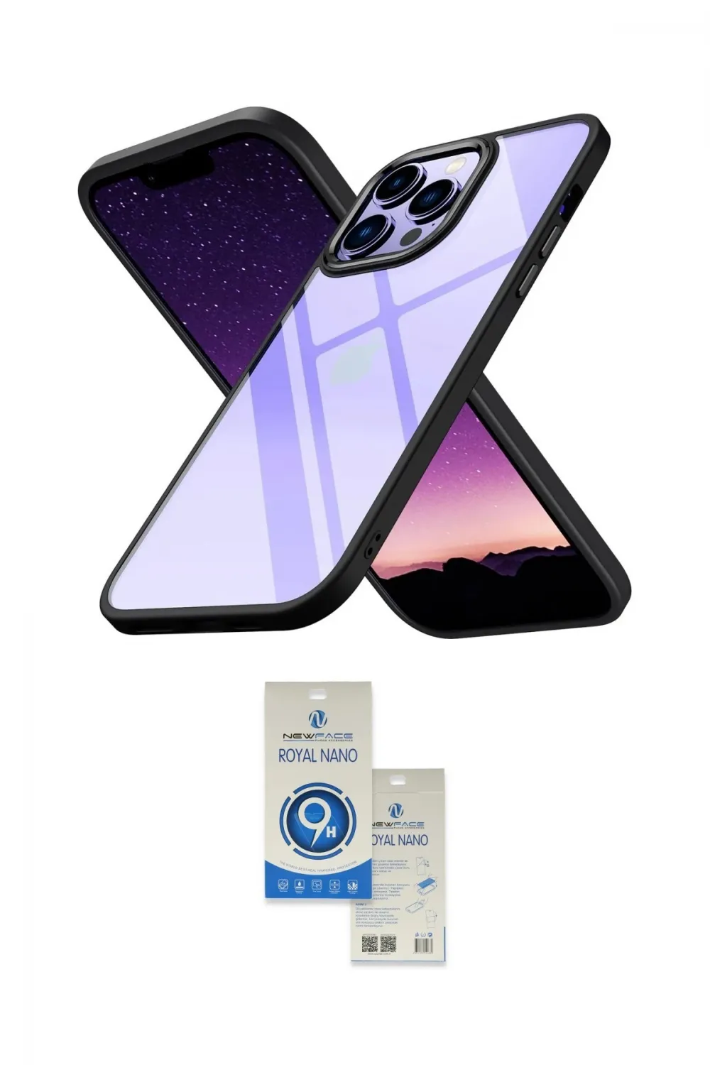 ieg™ iPhone 14 Pro Max Kılıf Nova Işık Serisi - Şeffaf Royal Nano Ekran Koruyucu