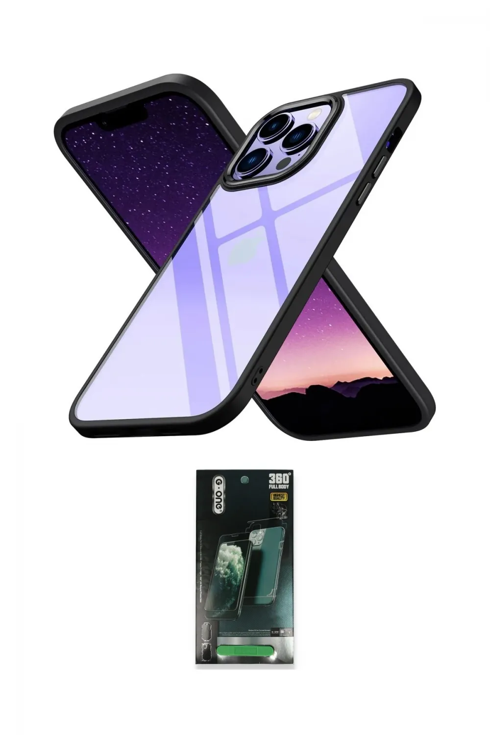 ieg™ iPhone 14 Pro Max Kılıf Nova Işık Serisi - Siyah 360 Mat Full Body Arka Koruyucu