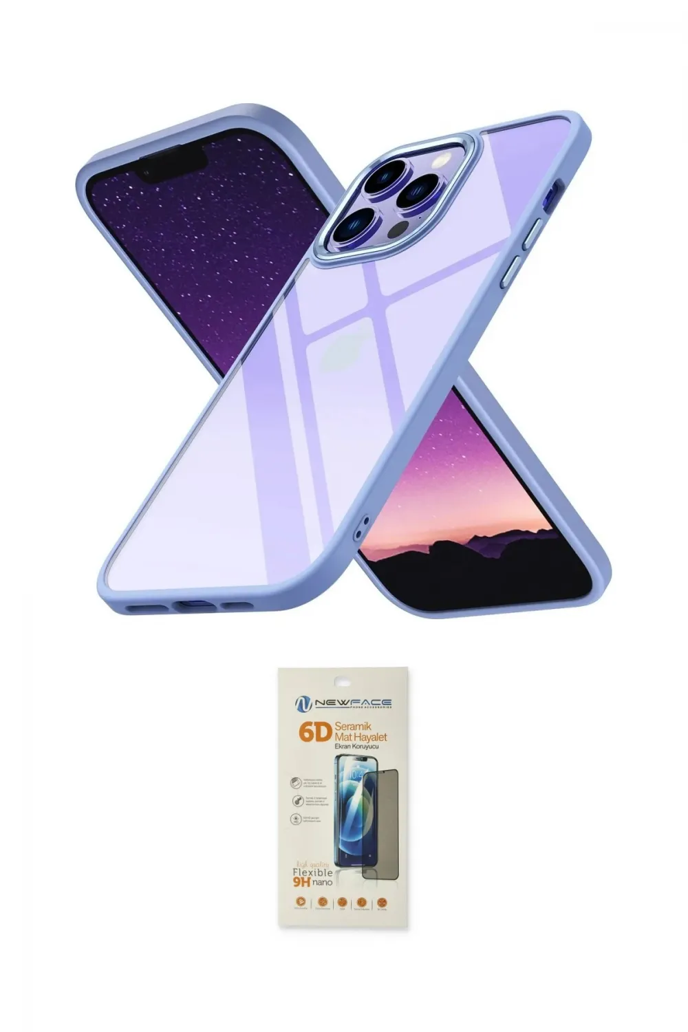 ieg™ iPhone 14 Pro Max Kılıf Nova Işık Serisi - Siyah 6D Mat Seramik Hayalet Nano Ekran Koruyucu