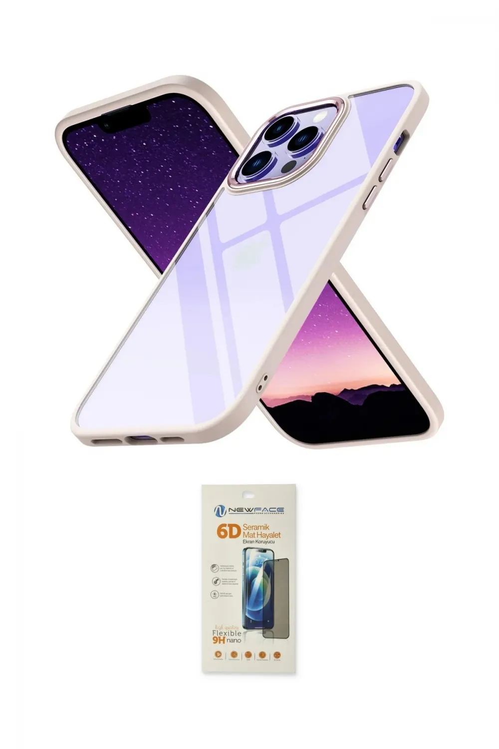 ieg™ iPhone 14 Pro Max Kılıf Nova Işık Serisi - Siyah 6D Mat Seramik Hayalet Nano Ekran Koruyucu