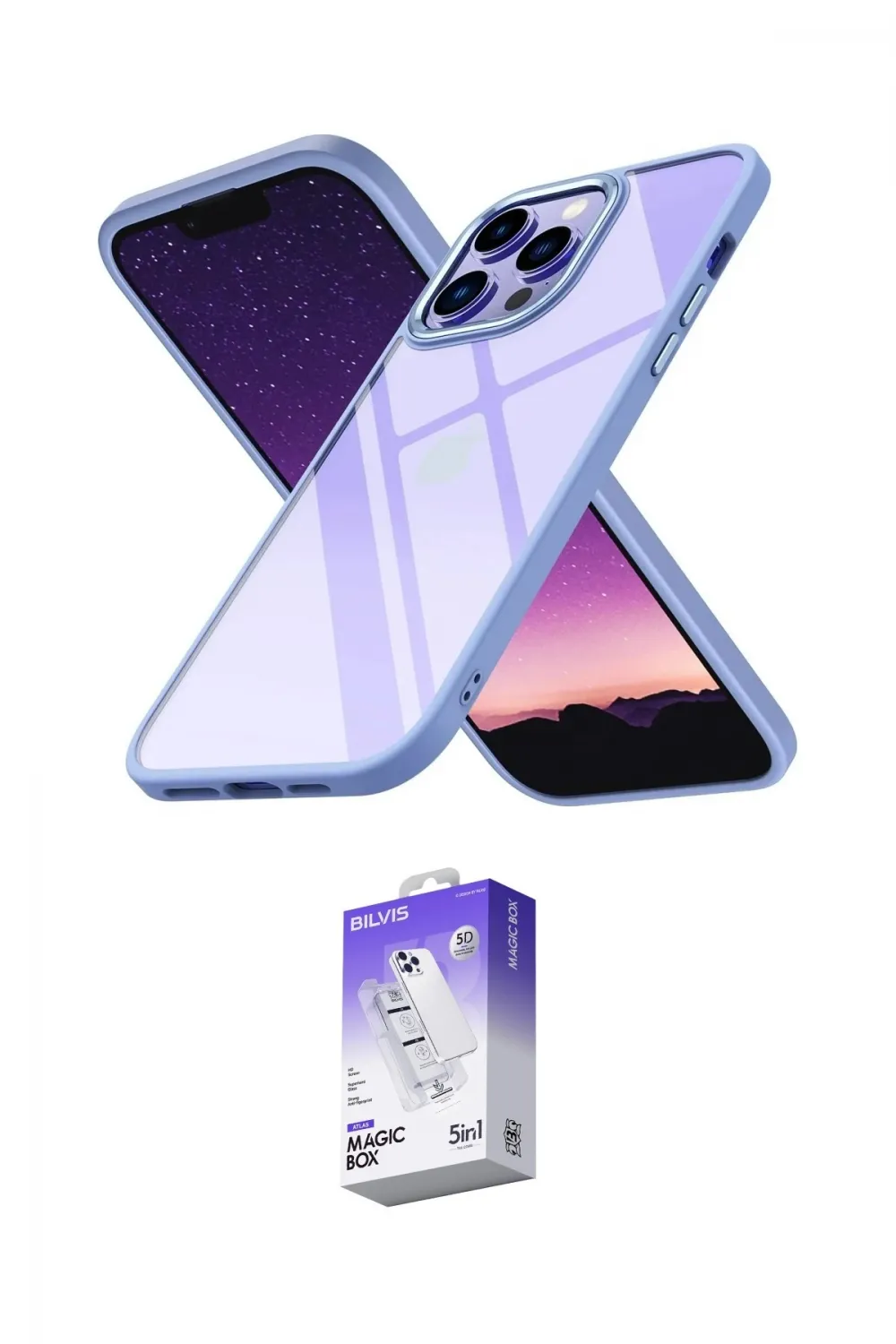 ieg™ iPhone 14 Pro Max Kılıf Nova Işık Serisi - Siyah Bilvis 5in1 3D Magic Cam Ekran Koruyucu