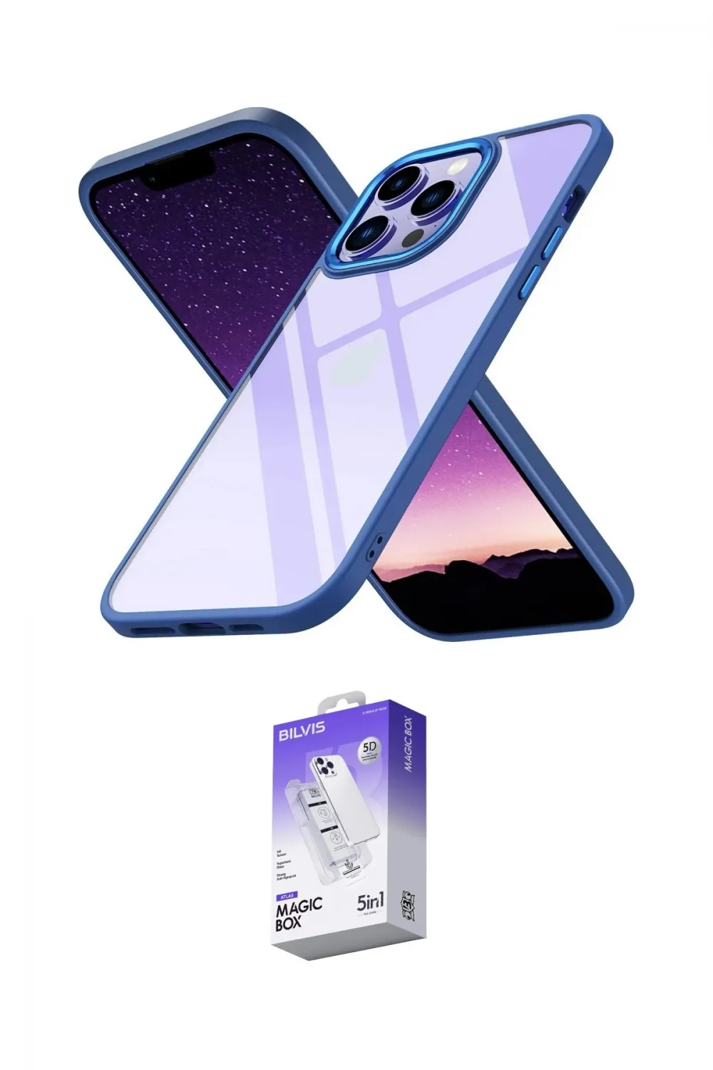 ieg™ iPhone 14 Pro Max Kılıf Nova Işık Serisi - Siyah Bilvis 5in1 3D Magic Cam Ekran Koruyucu