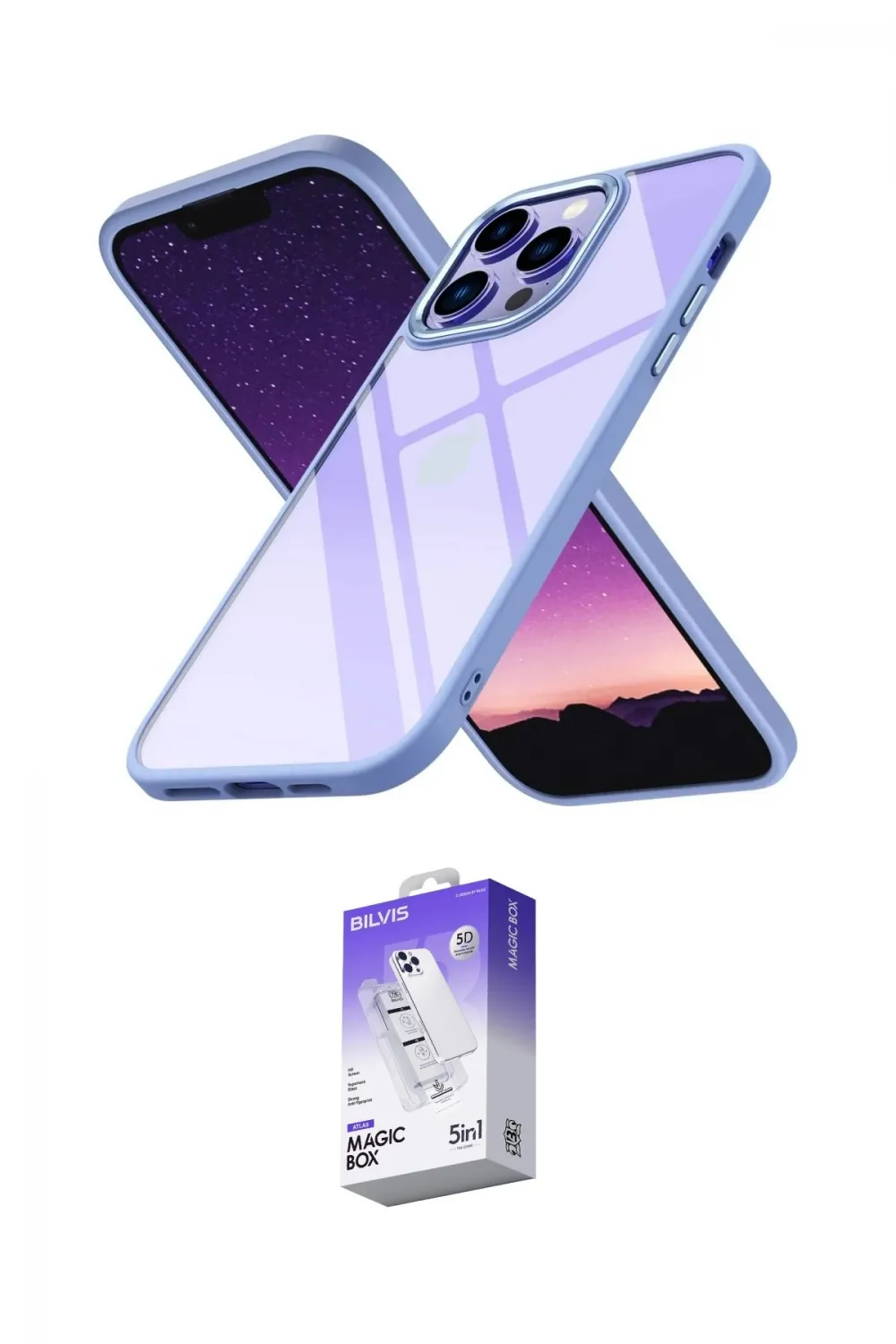 ieg™ iPhone 14 Pro Max Kılıf Nova Işık Serisi - Siyah Bilvis 5in1 3D Magic Cam Ekran Koruyucu