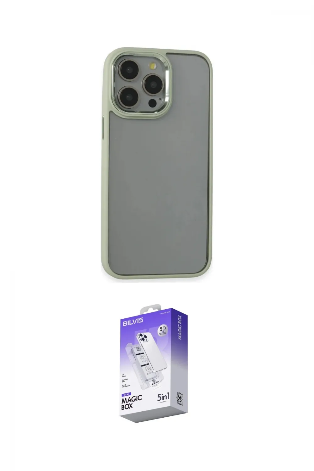 ieg™ iPhone 14 Pro Max Kılıf Nova Işık Serisi - Siyah Bilvis 5in1 3D Magic Cam Ekran Koruyucu