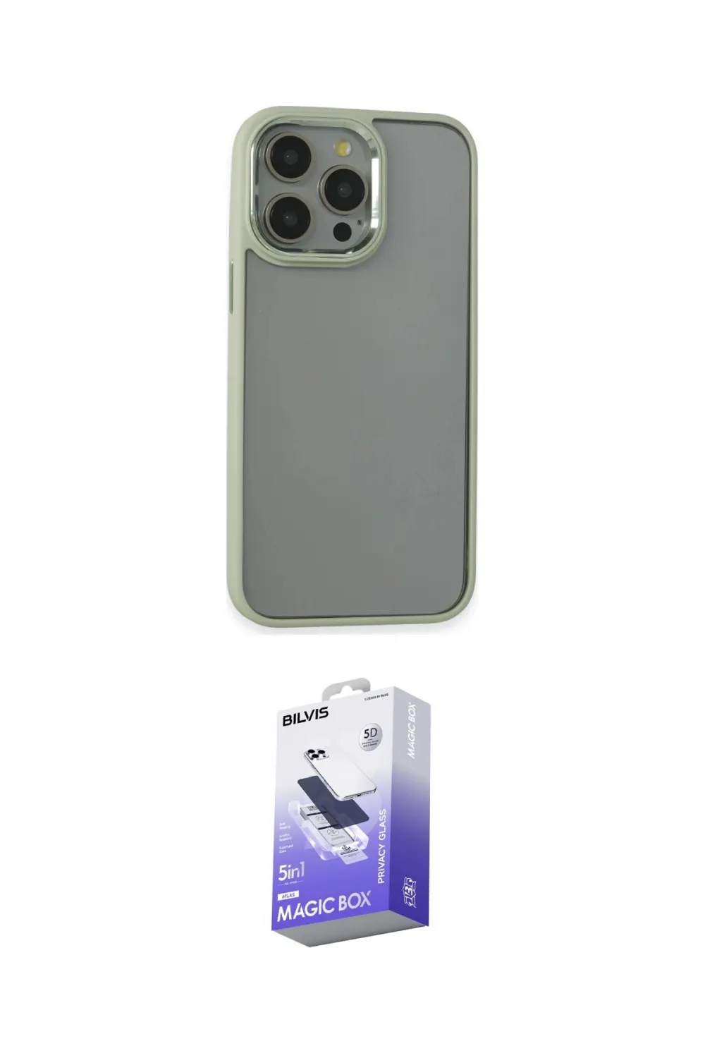 ieg™ iPhone 14 Pro Max Kılıf Nova Işık Serisi - Siyah Bilvis 5in1 5D Magic Hayalet Cam Ekran Koruyucu