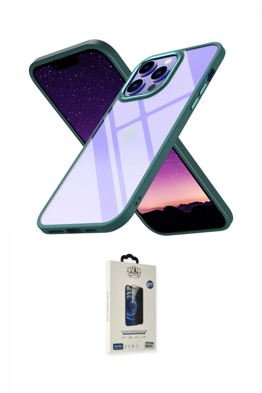 ieg™ iPhone 14 Pro Max Kılıf Nova Işık Serisi - Siyah Bilvis Hayalet Cam Ekran Koruyucu