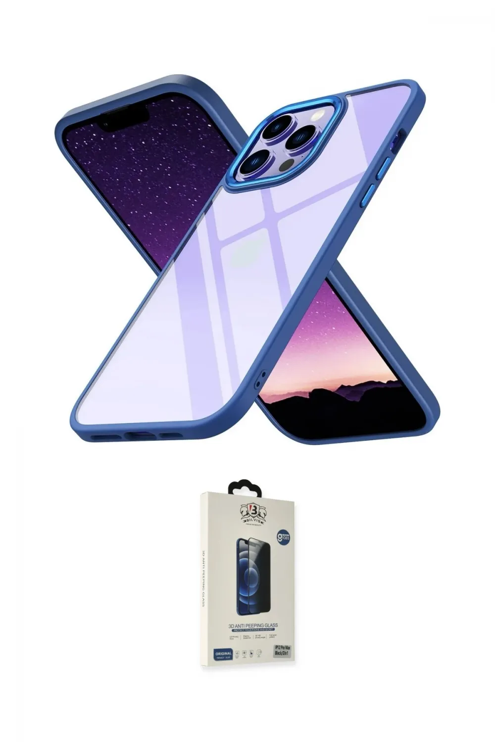 ieg™ iPhone 14 Pro Max Kılıf Nova Işık Serisi - Siyah Bilvis Hayalet Cam Ekran Koruyucu