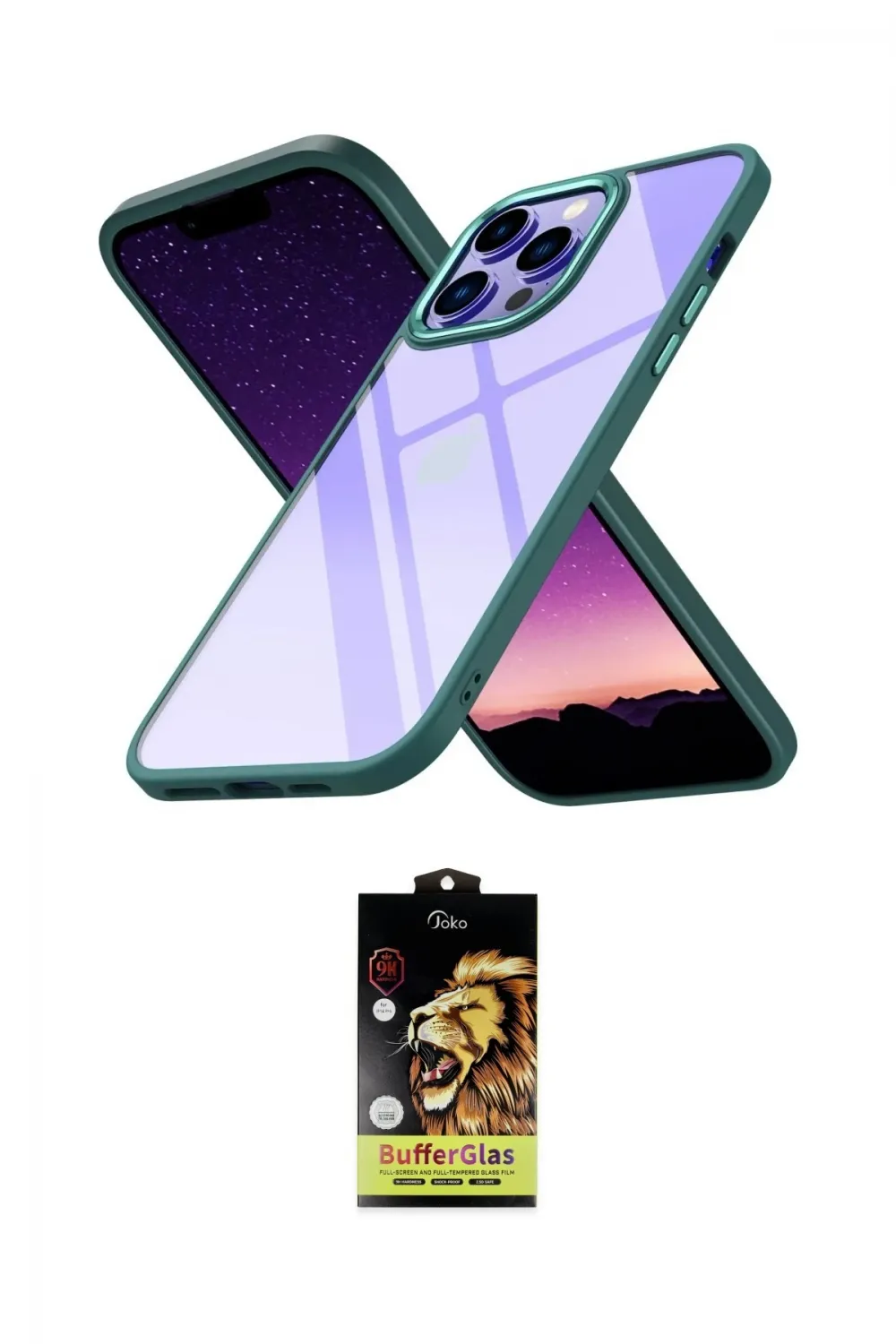 ieg™ iPhone 14 Pro Max Kılıf Nova Işık Serisi - Siyah Buffer Cam Ekran Koruyucu