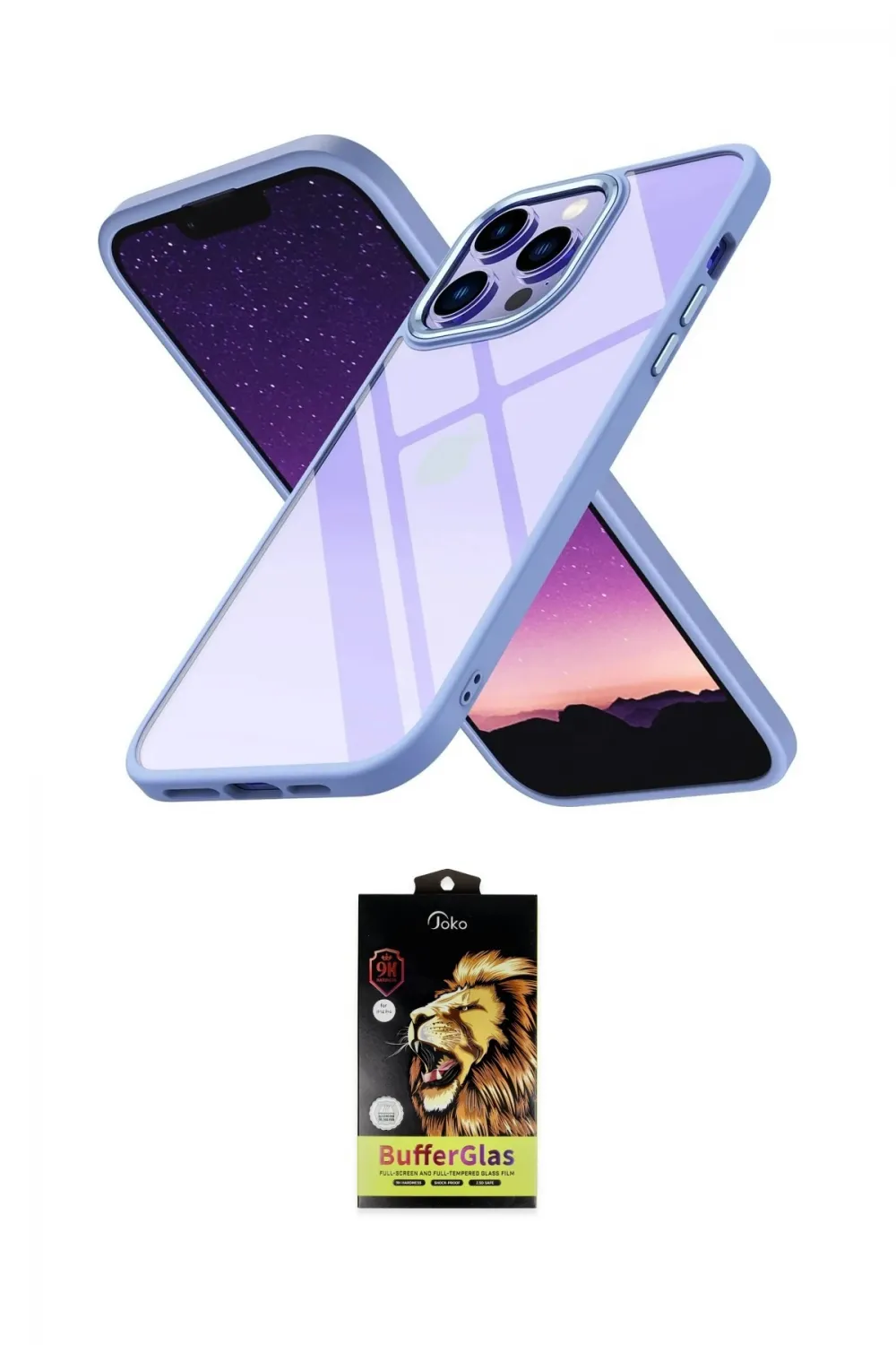 ieg™ iPhone 14 Pro Max Kılıf Nova Işık Serisi - Siyah Buffer Cam Ekran Koruyucu