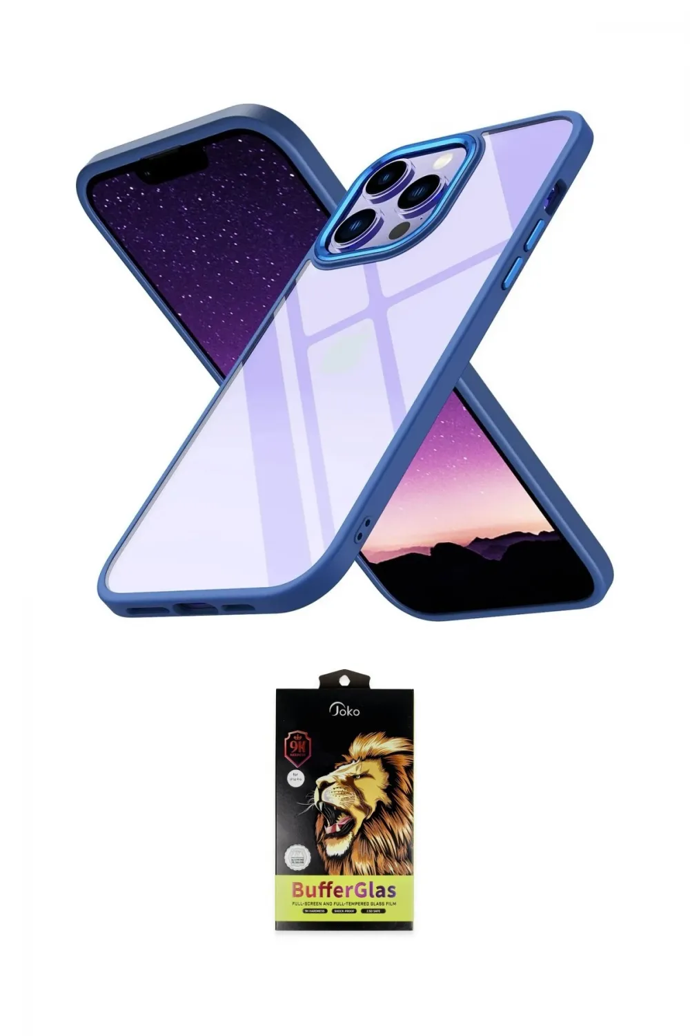 ieg™ iPhone 14 Pro Max Kılıf Nova Işık Serisi - Siyah Buffer Cam Ekran Koruyucu