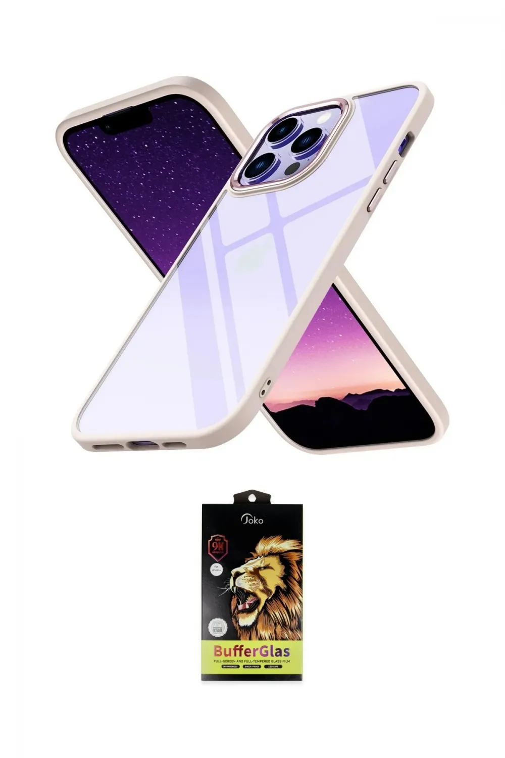 ieg™ iPhone 14 Pro Max Kılıf Nova Işık Serisi - Siyah Buffer Cam Ekran Koruyucu