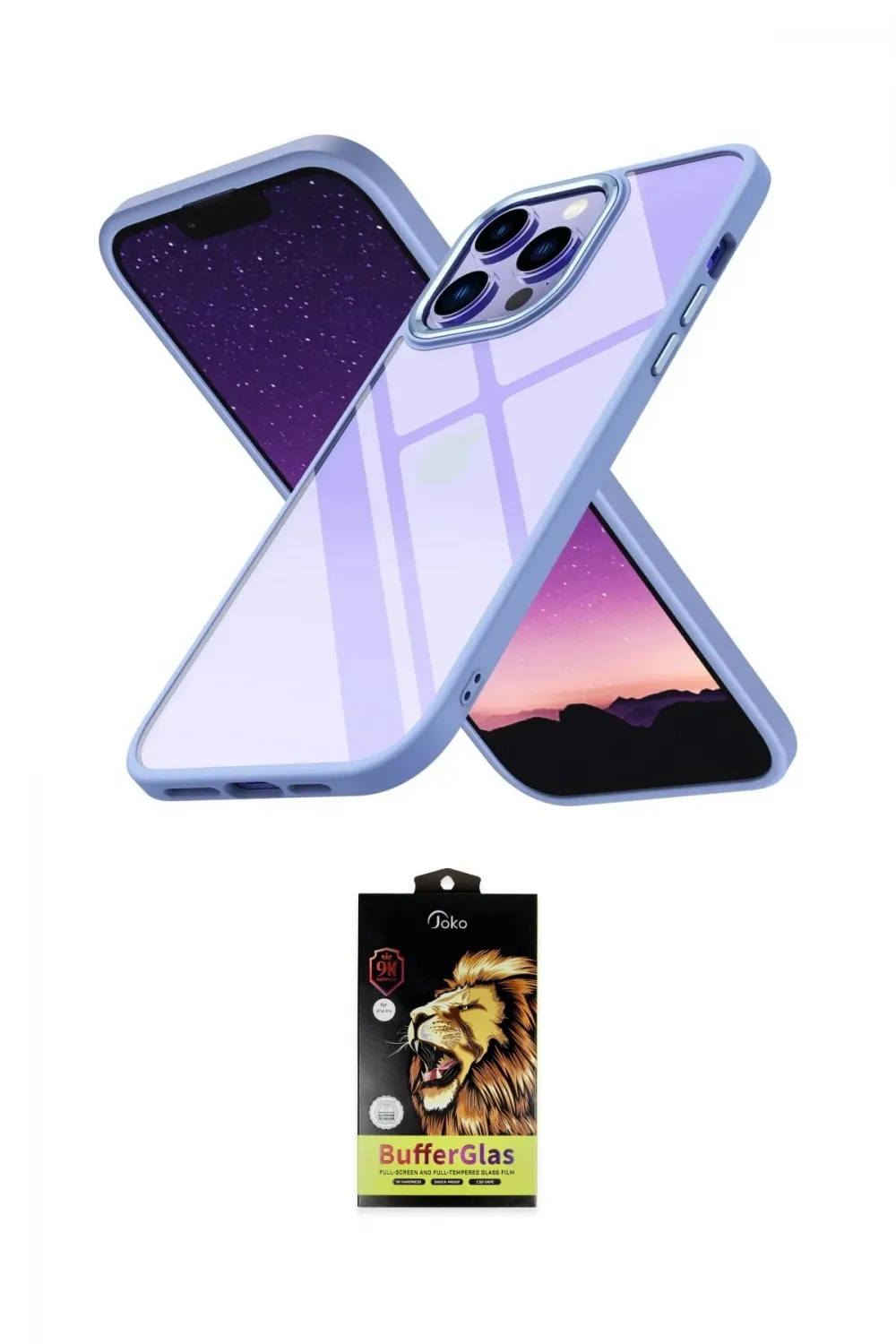 ieg™ iPhone 14 Pro Max Kılıf Nova Işık Serisi - Siyah Buffer Cam Ekran Koruyucu