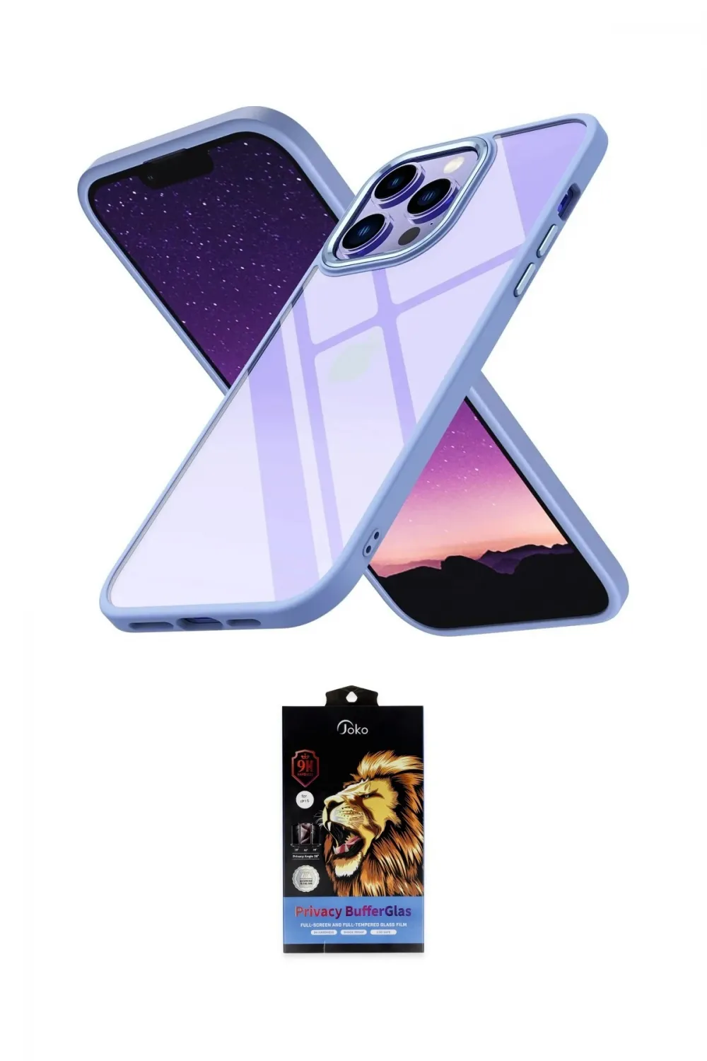 ieg™ iPhone 14 Pro Max Kılıf Nova Işık Serisi - Siyah Buffer Hayalet Cam Ekran Koruyucu