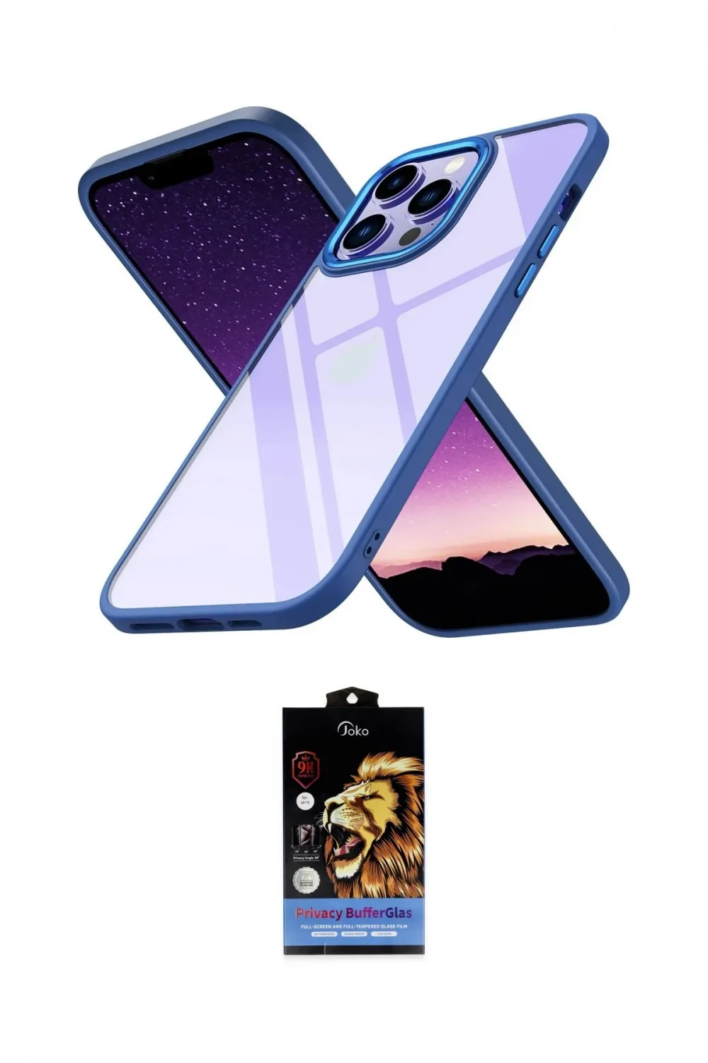 ieg™ iPhone 14 Pro Max Kılıf Nova Işık Serisi - Siyah Buffer Hayalet Cam Ekran Koruyucu