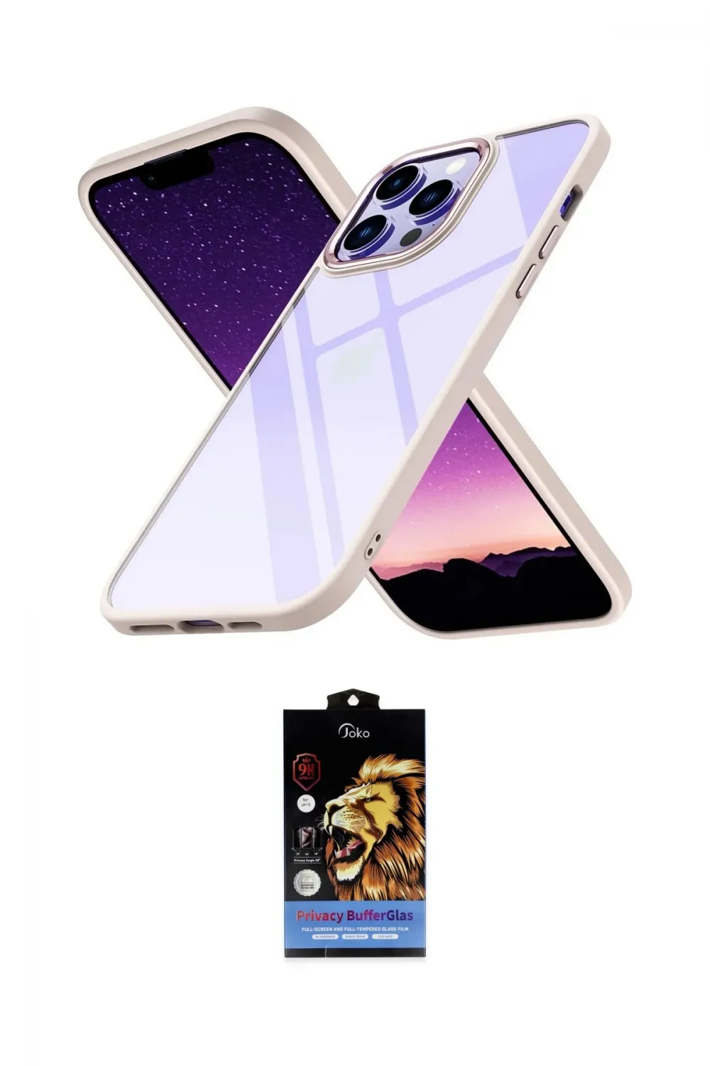 ieg™ iPhone 14 Pro Max Kılıf Nova Işık Serisi - Siyah Buffer Hayalet Cam Ekran Koruyucu