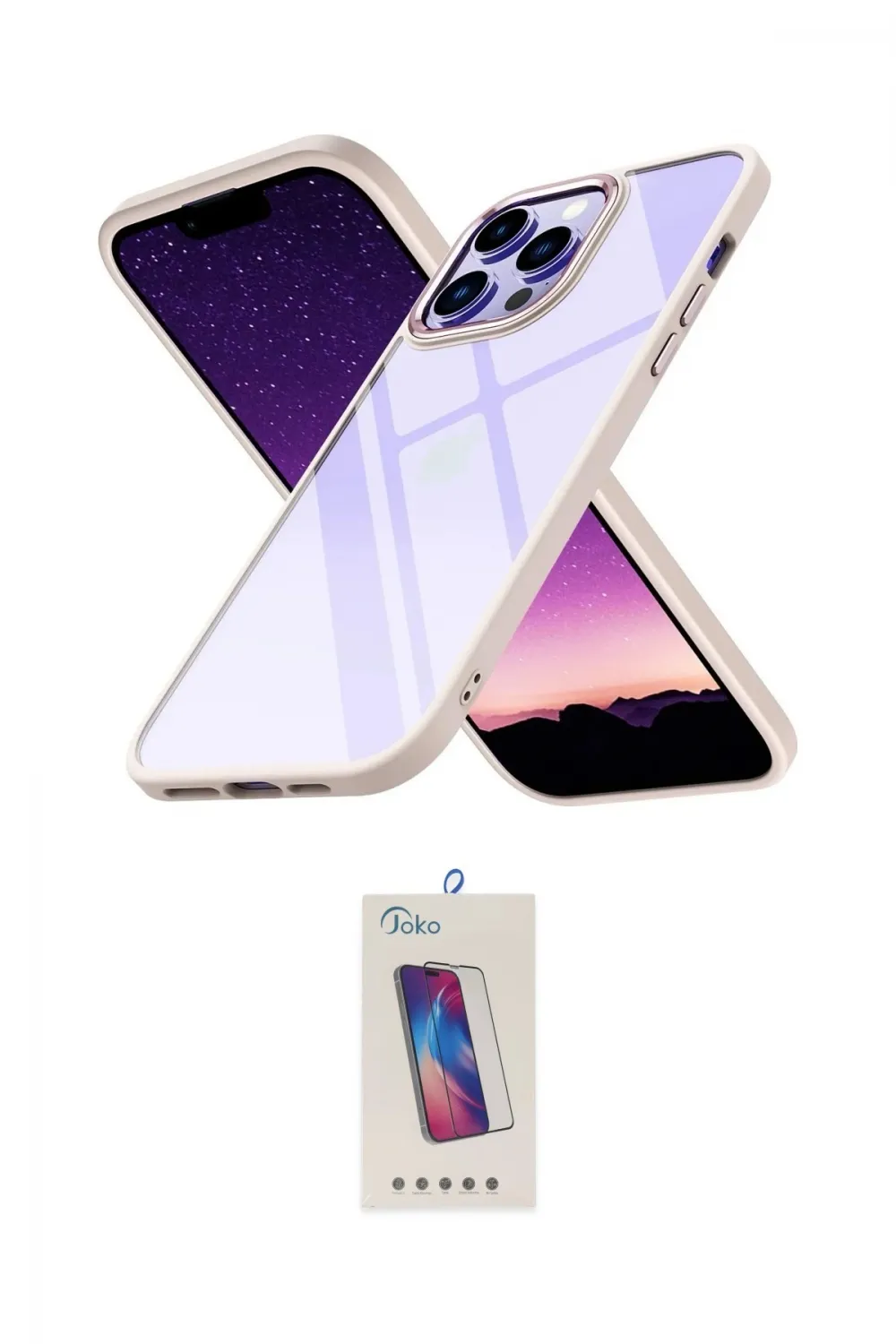 ieg™ iPhone 14 Pro Max Kılıf Nova Işık Serisi - Siyah Joko 5D Cam