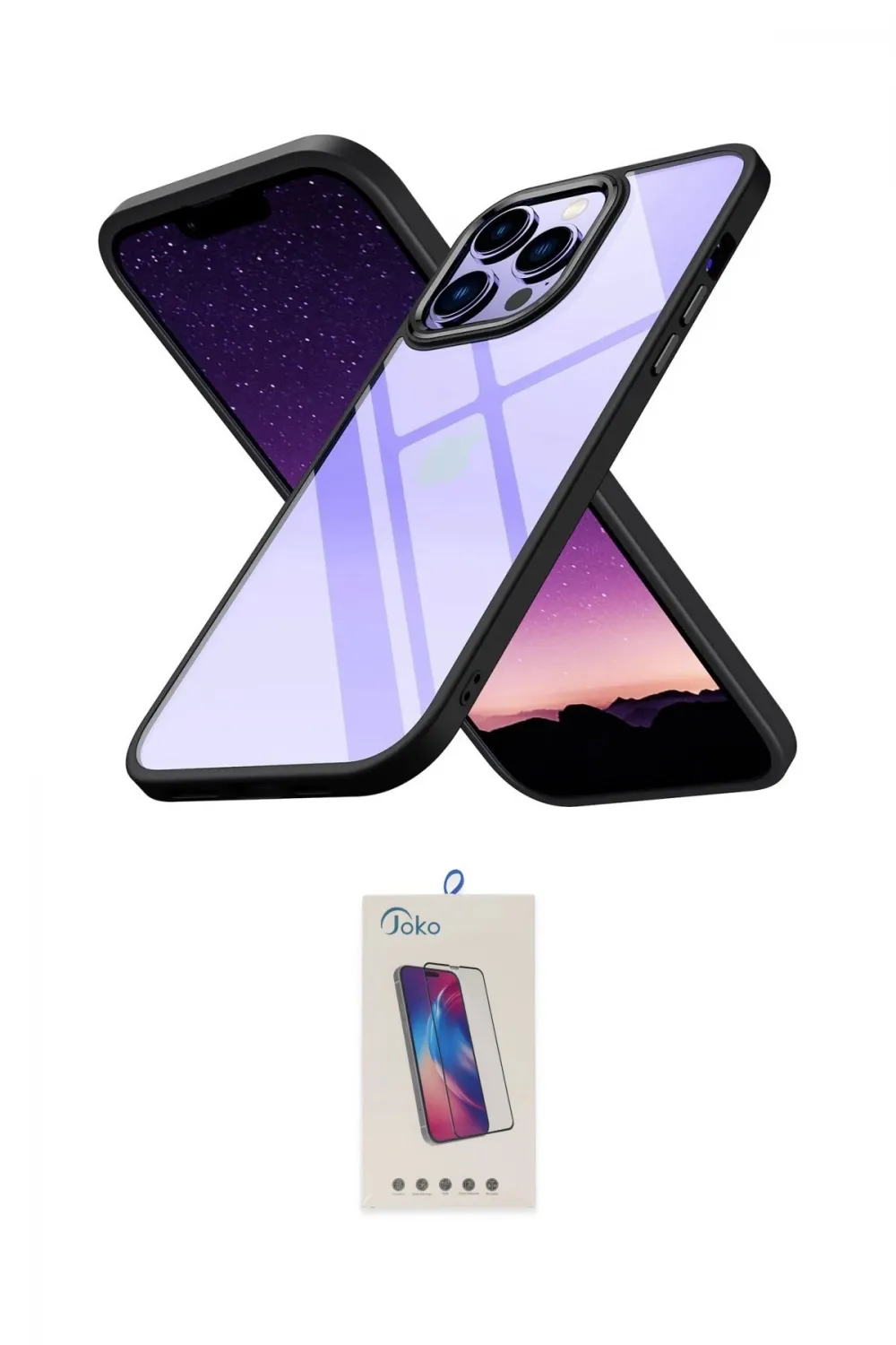 ieg™ iPhone 14 Pro Max Kılıf Nova Işık Serisi - Siyah Joko 5D Cam