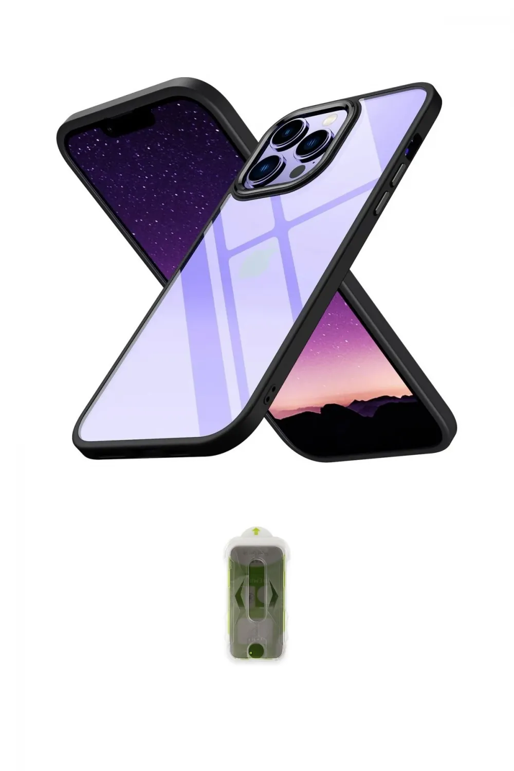ieg™ iPhone 14 Pro Max Kılıf Nova Işık Serisi - Siyah Joko Magic 5D Hayalet Cam