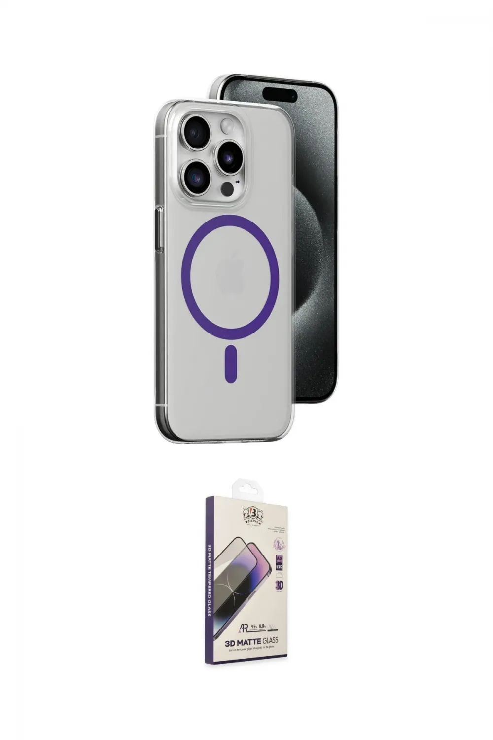 ieg™ iPhone 14 Pro Max Kılıf Odak Form Özel Seri - Siyah Bilvis 3D Mat Cam Ekran Koruyucu