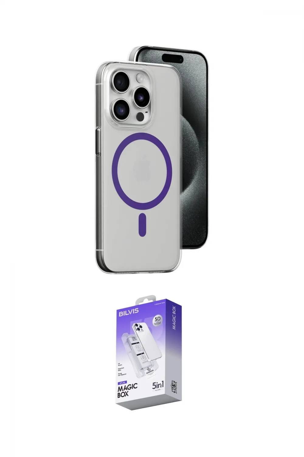 ieg™ iPhone 14 Pro Max Kılıf Odak Form Özel Seri - Siyah Bilvis 5in1 3D Magic Cam Ekran Koruyucu