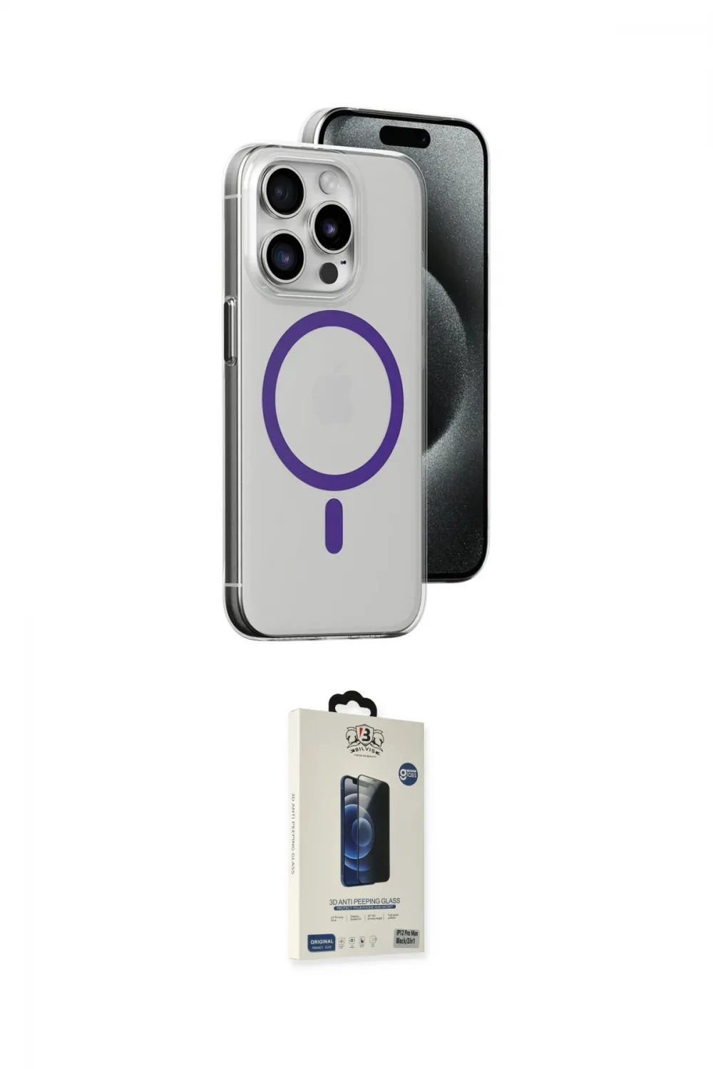 ieg™ iPhone 14 Pro Max Kılıf Odak Form Özel Seri - Siyah Bilvis Hayalet Cam Ekran Koruyucu