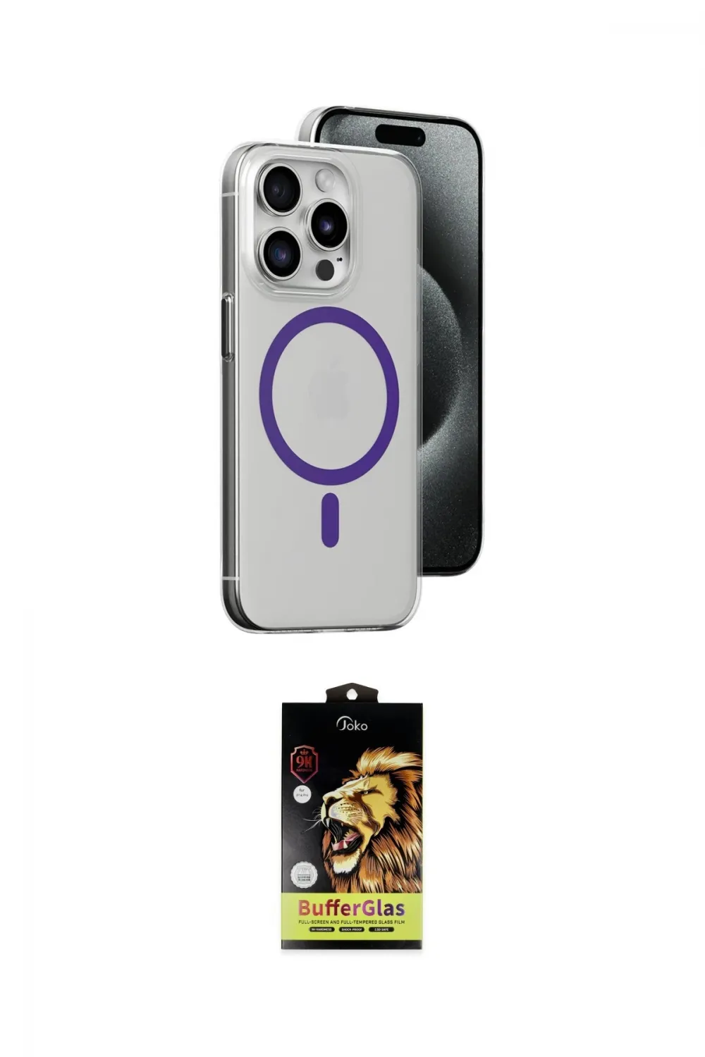 ieg™ iPhone 14 Pro Max Kılıf Odak Form Özel Seri - Siyah Buffer Cam Ekran Koruyucu