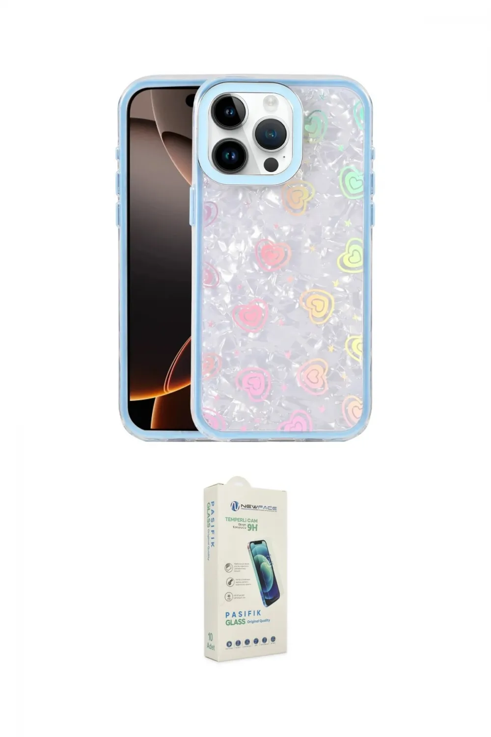 ieg™ iPhone 14 Pro Max Kılıf Odak Prime - Şeffaf Pasifik Cam Ekran Koruyucu