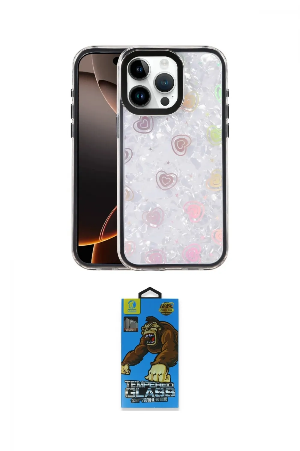 ieg™ iPhone 14 Pro Max Kılıf Odak Prime - Siyah 18D Cam Ekran Koruyucu