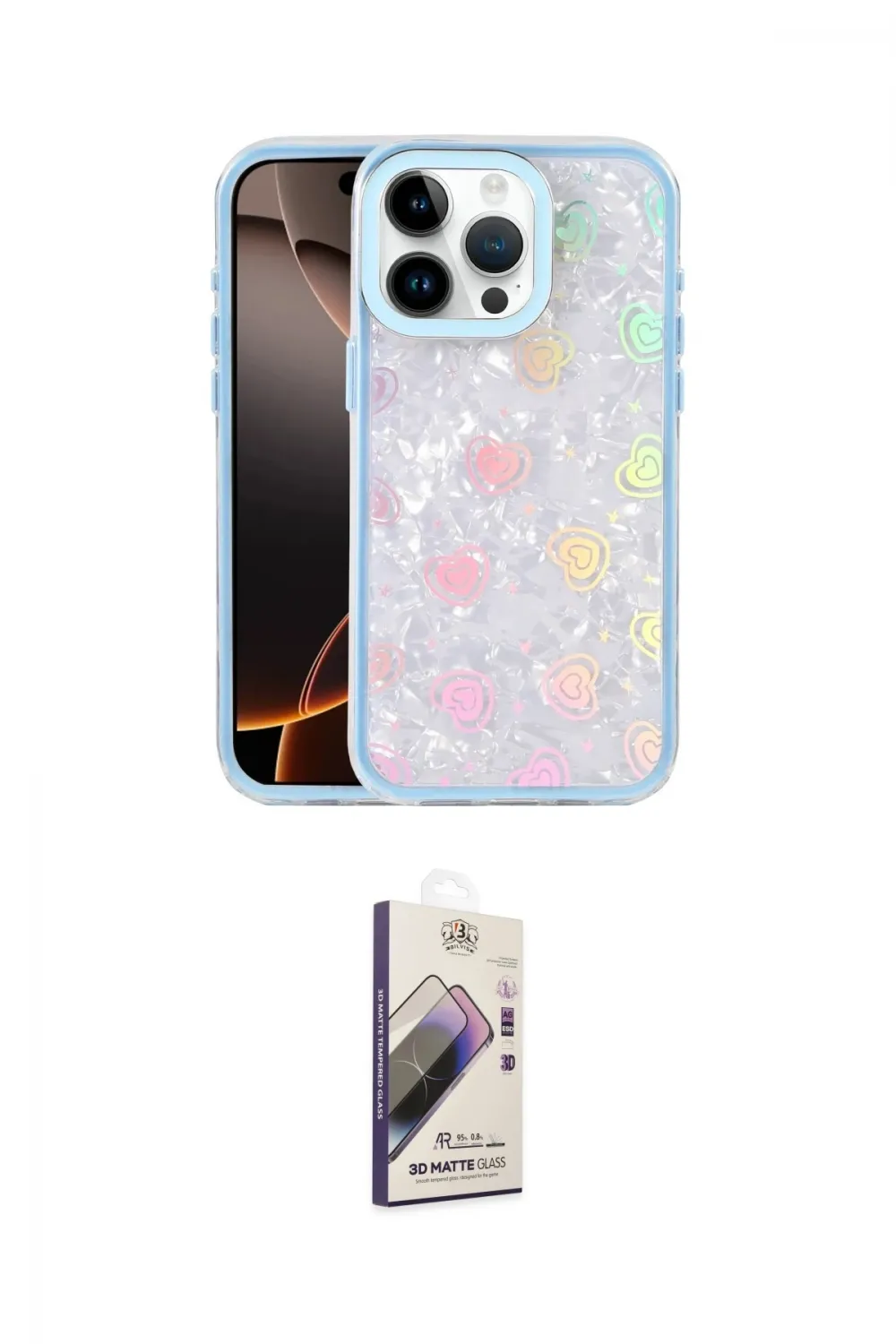 ieg™ iPhone 14 Pro Max Kılıf Odak Prime - Siyah Bilvis 3D Mat Cam Ekran Koruyucu