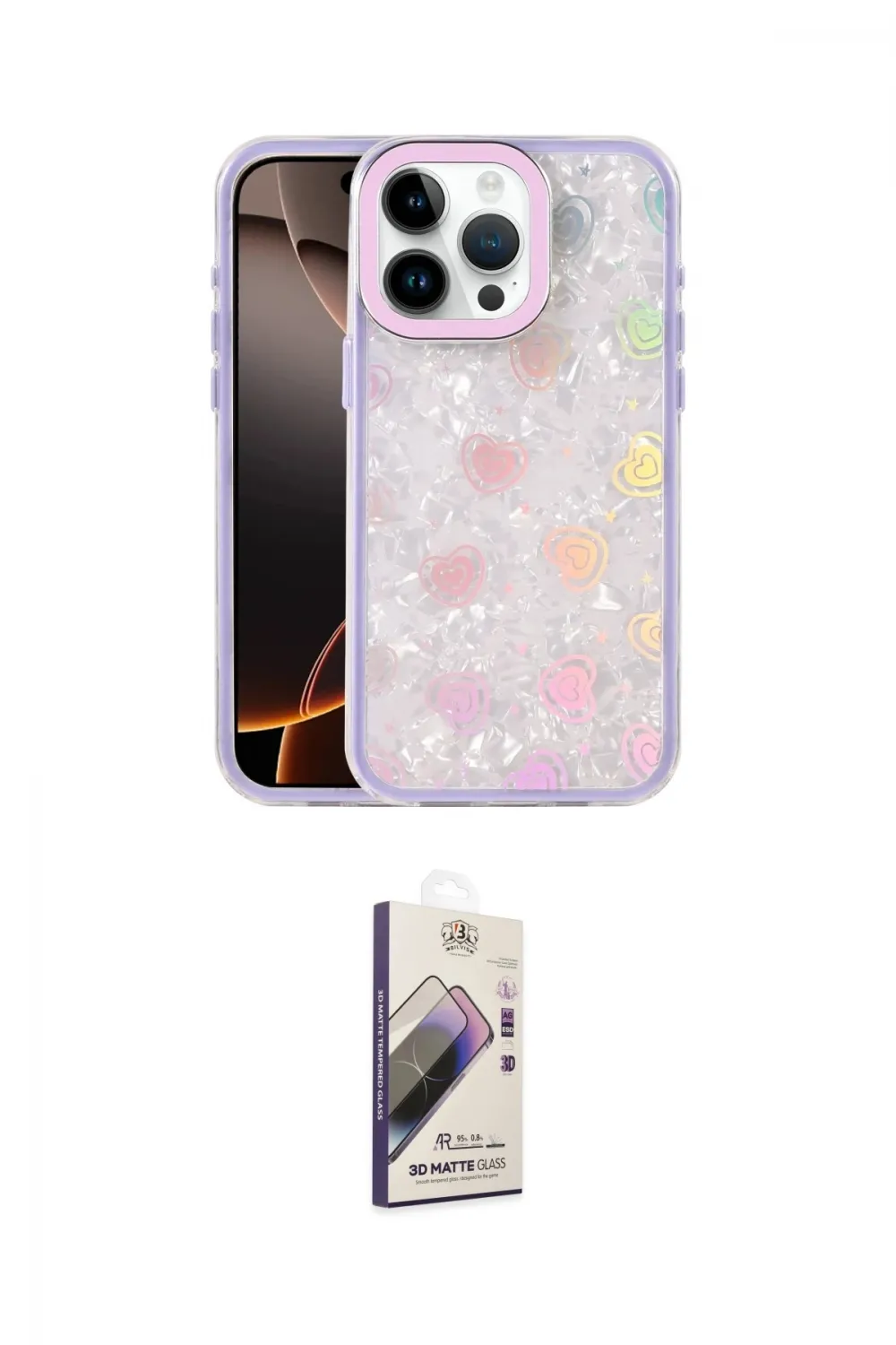 ieg™ iPhone 14 Pro Max Kılıf Odak Prime - Siyah Bilvis 3D Mat Cam Ekran Koruyucu