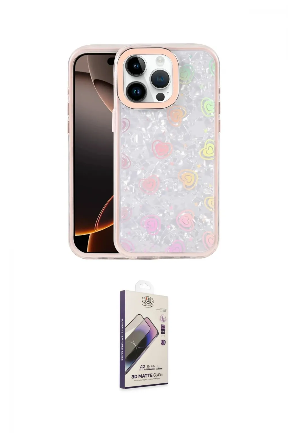 ieg™ iPhone 14 Pro Max Kılıf Odak Prime - Siyah Bilvis 3D Mat Cam Ekran Koruyucu